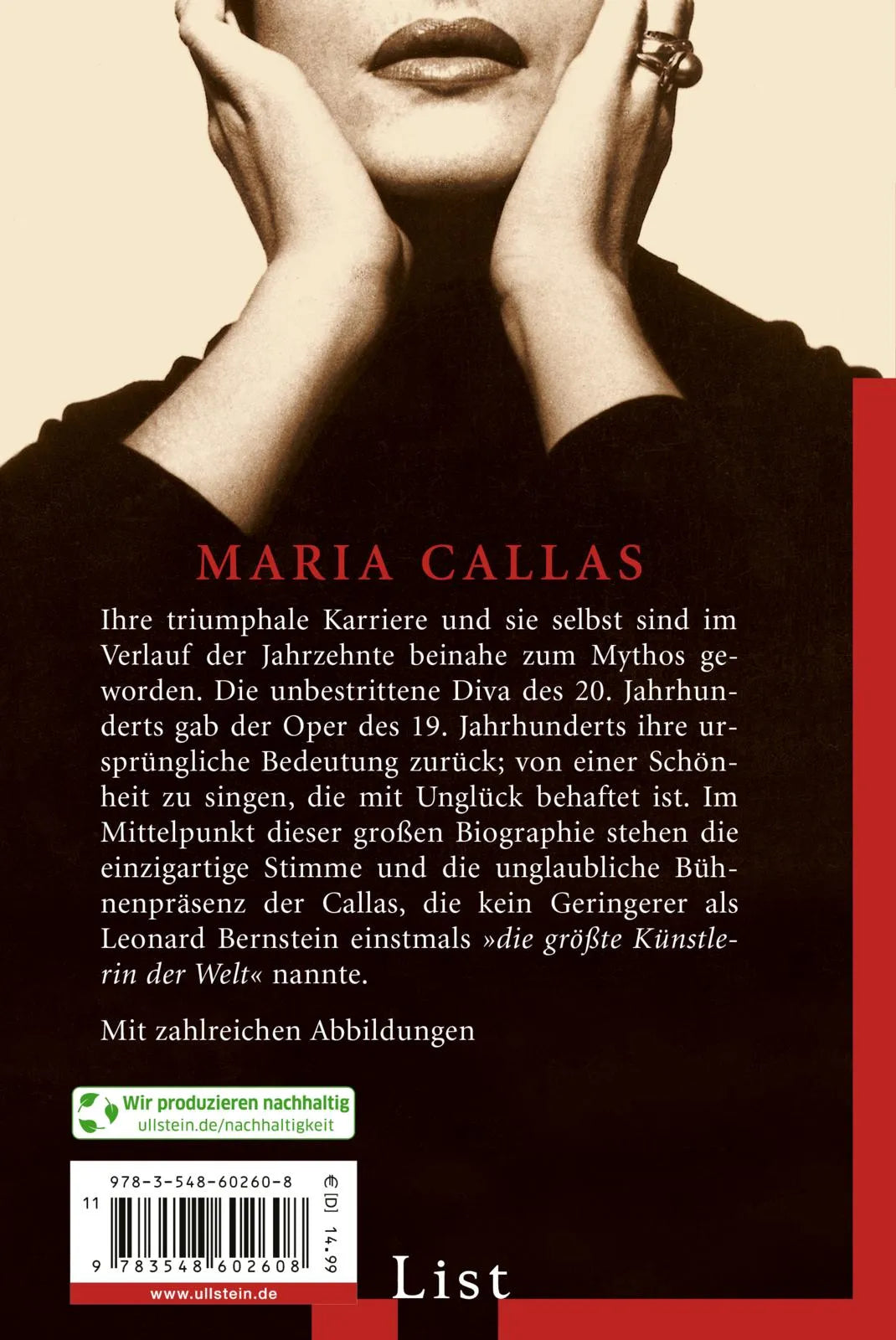 Buchrückseite von 'Maria Callas' mit Klappentext - Taschenbuch