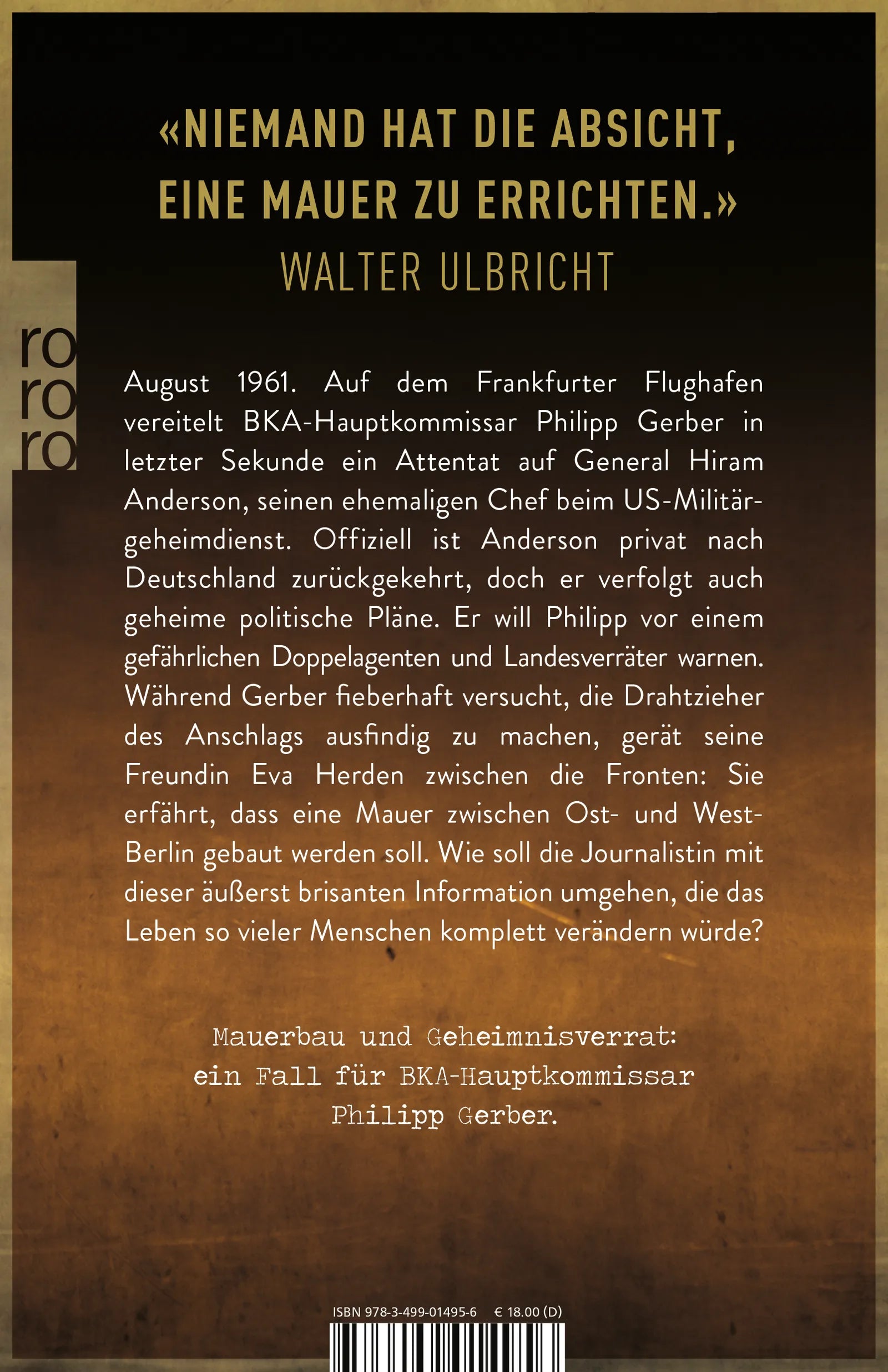 Buchrückseite von 'Mauern und Lügen' mit Klappentext - Paperback