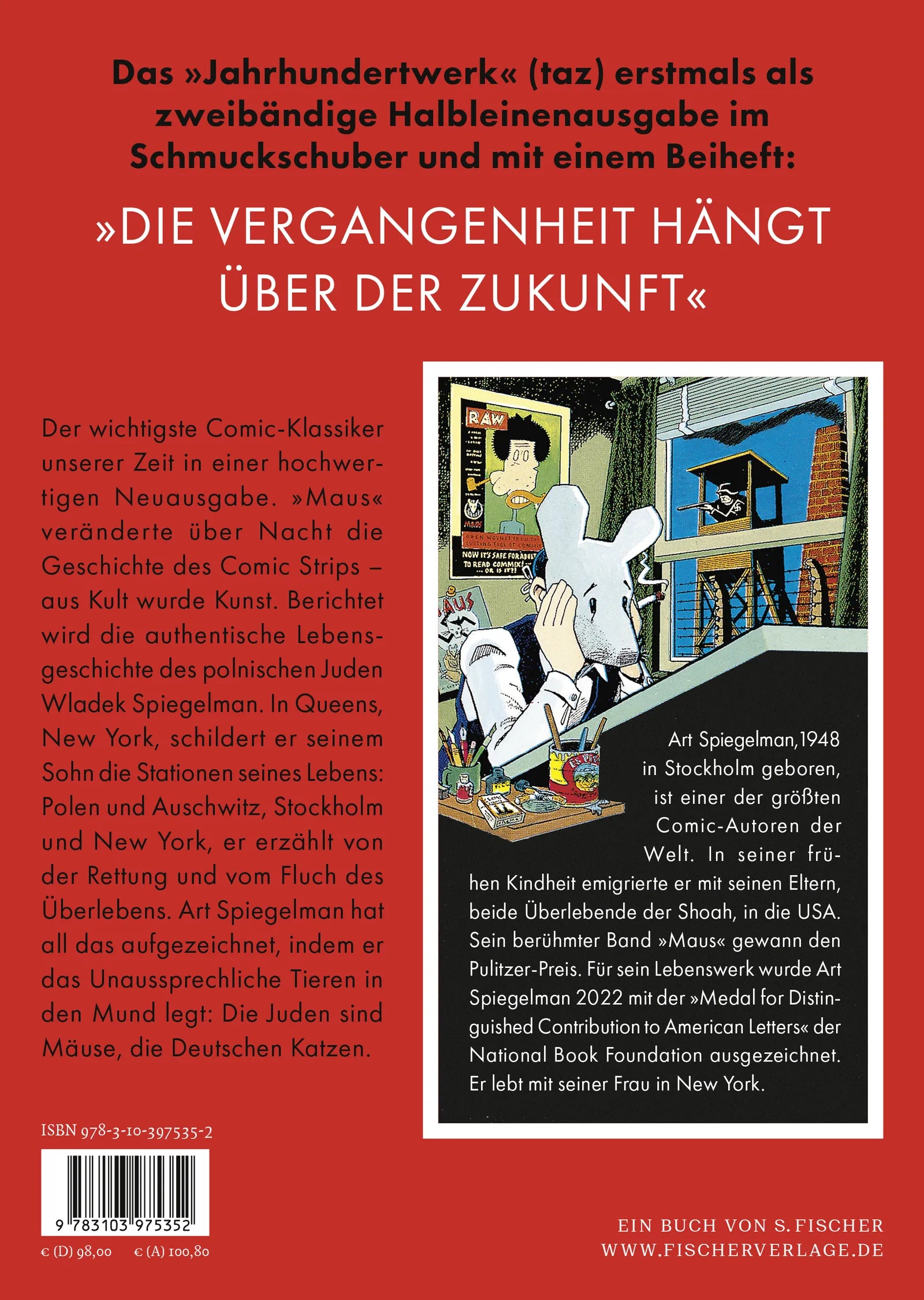 Buchrückseite von 'Maus' mit Klappentext - Gebundene Ausgabe