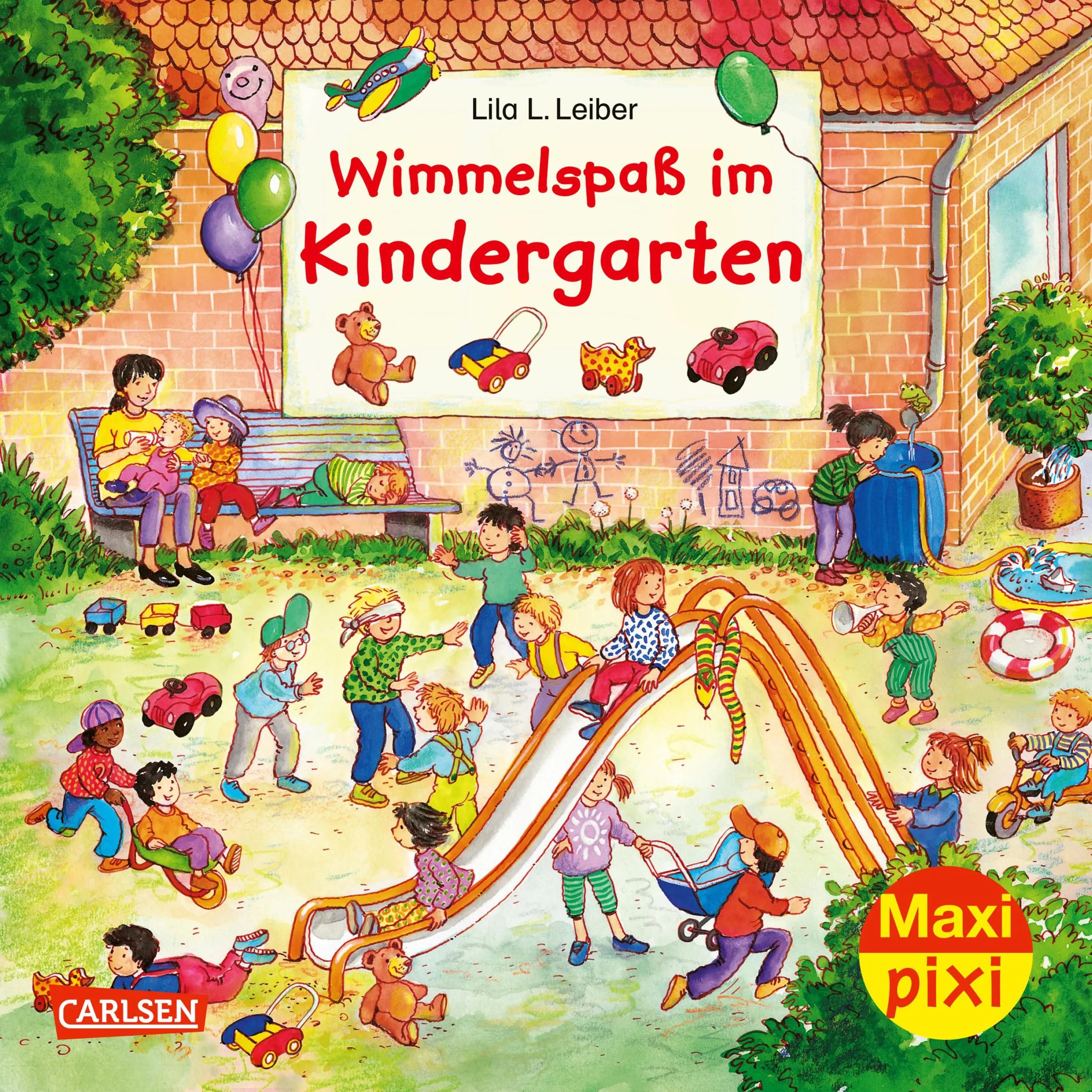 Buchcover von 'Maxi Pixi 296: Wimmelspaß im Kindergarten' - Taschenbuch von Lila L. Leiber