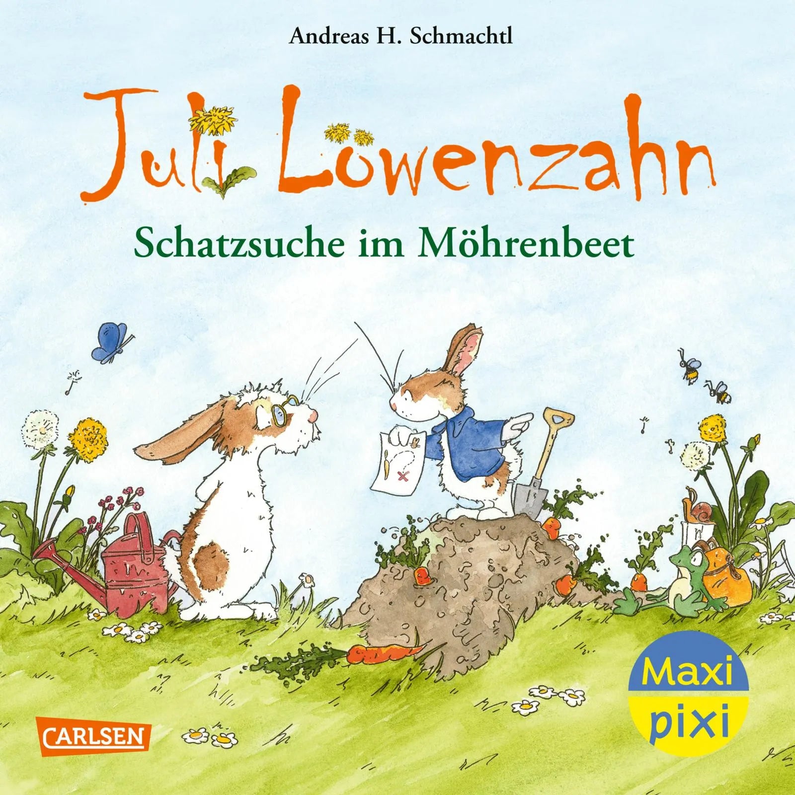Buchcover von 'Maxi Pixi 435: Juli Löwenzahn: Schatzsuche im Möhrenbeet' - Taschenbuch von Andreas H. Schmachtl