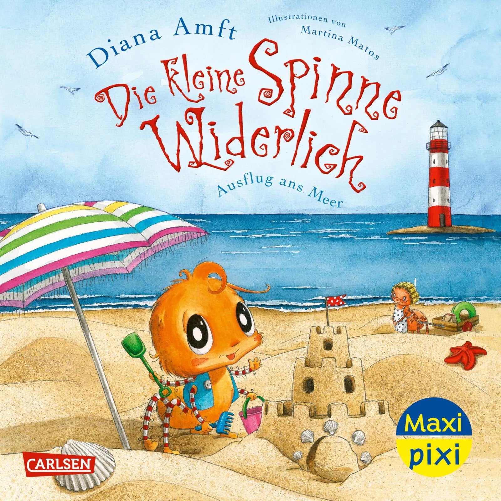 Buchcover von 'Maxi Pixi 475: Die kleine Spinne Widerlich: Ausflug ans Meer' - Taschenbuch von Diana Amft