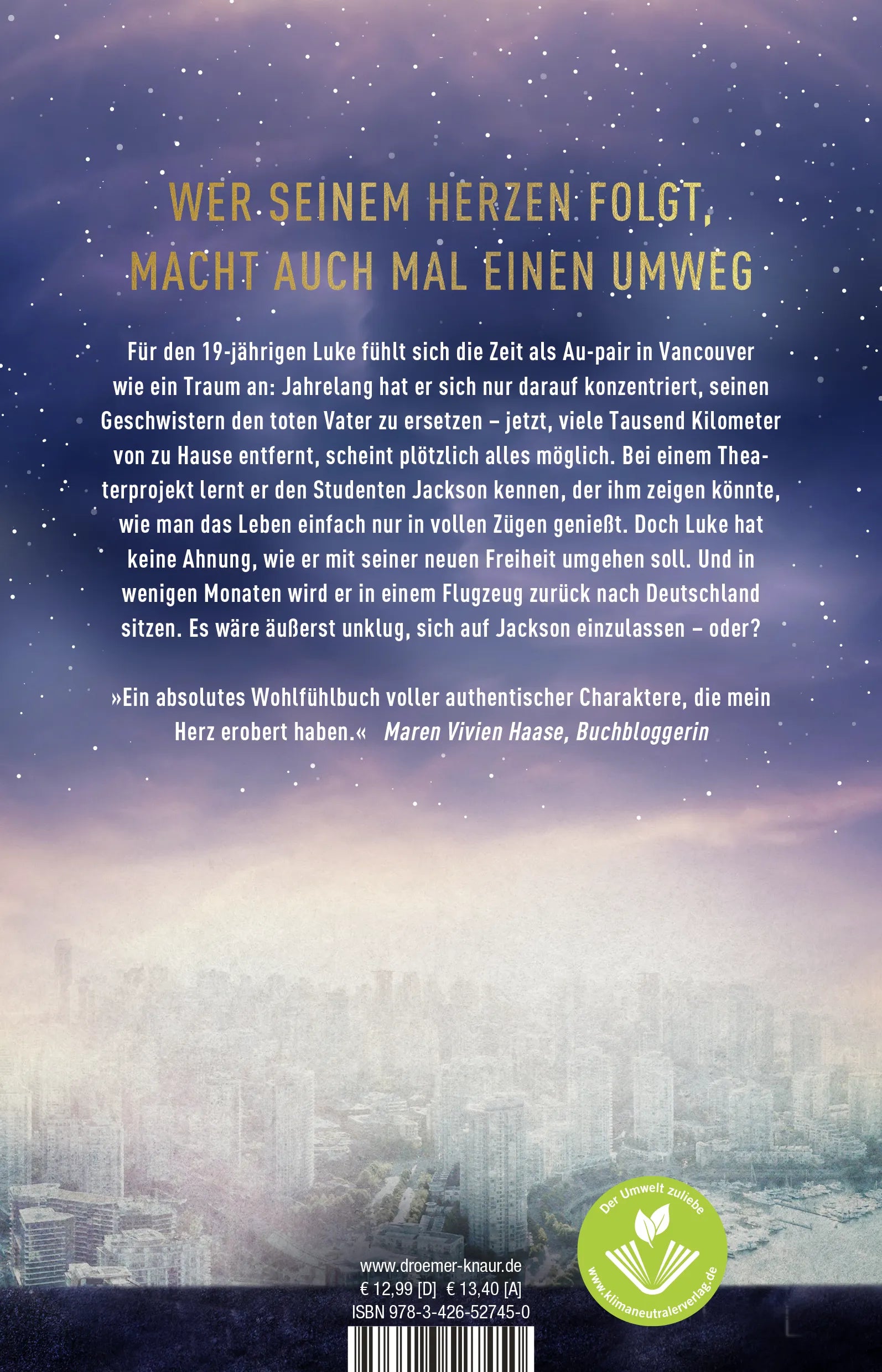 Buchrückseite von 'Maybe Not Tonight' mit Klappentext - Paperback