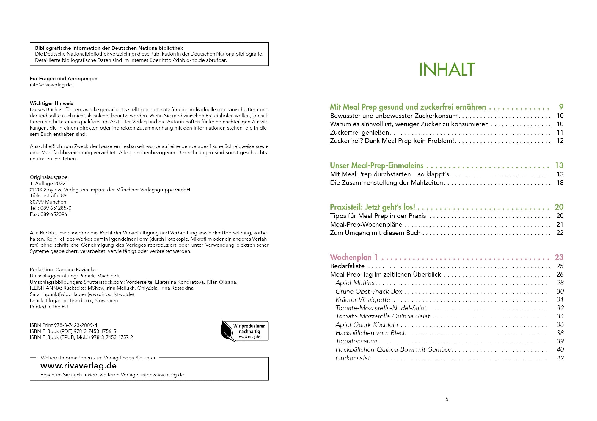 Innenansicht von 'Meal Prep zuckerfrei' - Taschenbuch