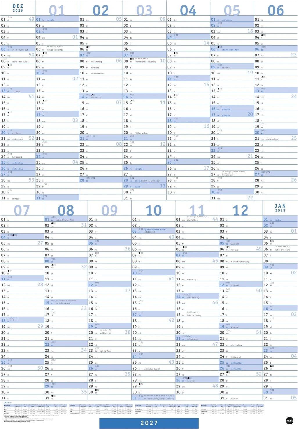 Mega-Posterplaner, blau 2027 – Ansicht