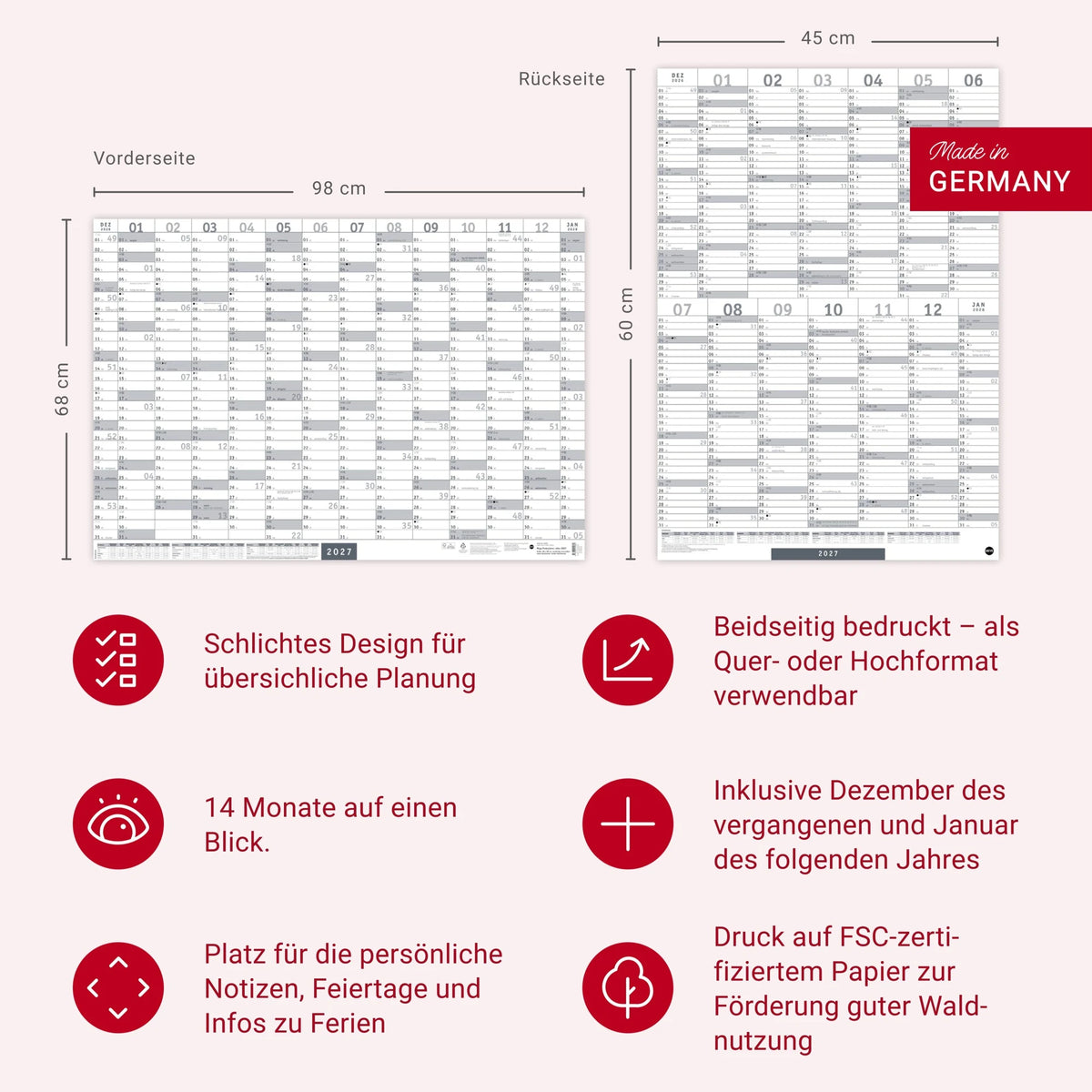 Mega-Posterplaner, silber 2027 – Ansicht
