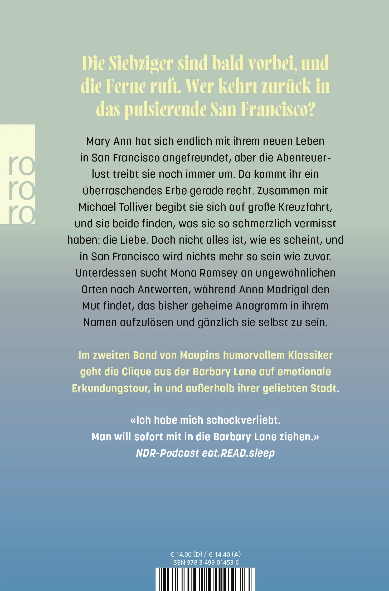 Buchrückseite von 'Mehr Stadtgeschichten' mit Klappentext - Taschenbuch