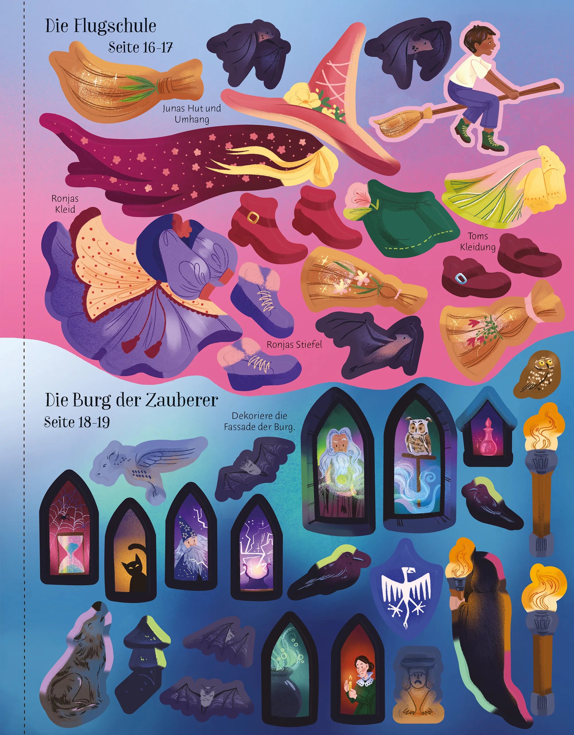 Detailansicht: Mein Anziehpuppen-Stickerbuch: In der Zauberschule (Taschenbuch)