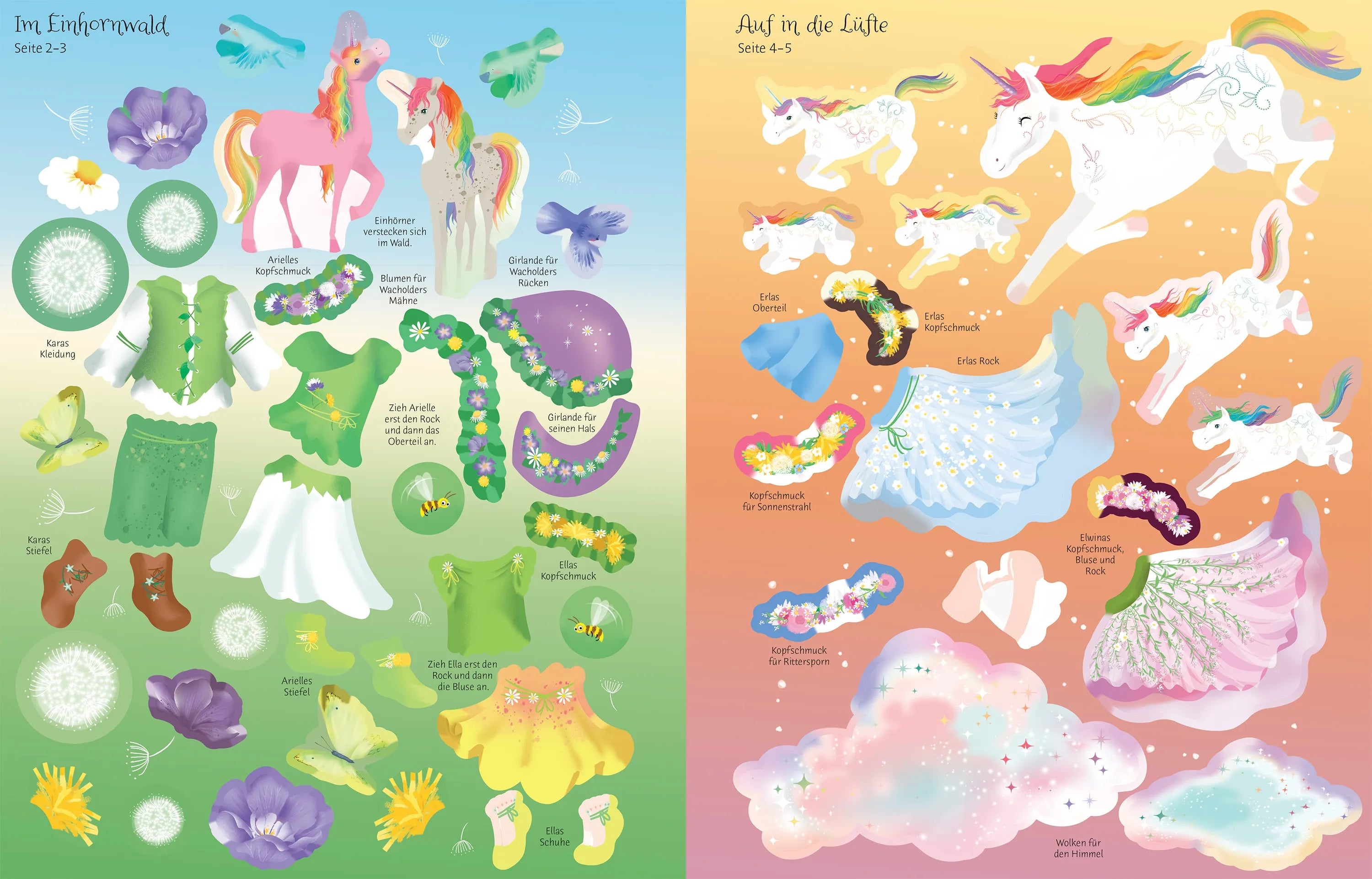 Fiona Watt - Mein Anziehpuppen-Stickerbuch: Regenbogen-Einhörner