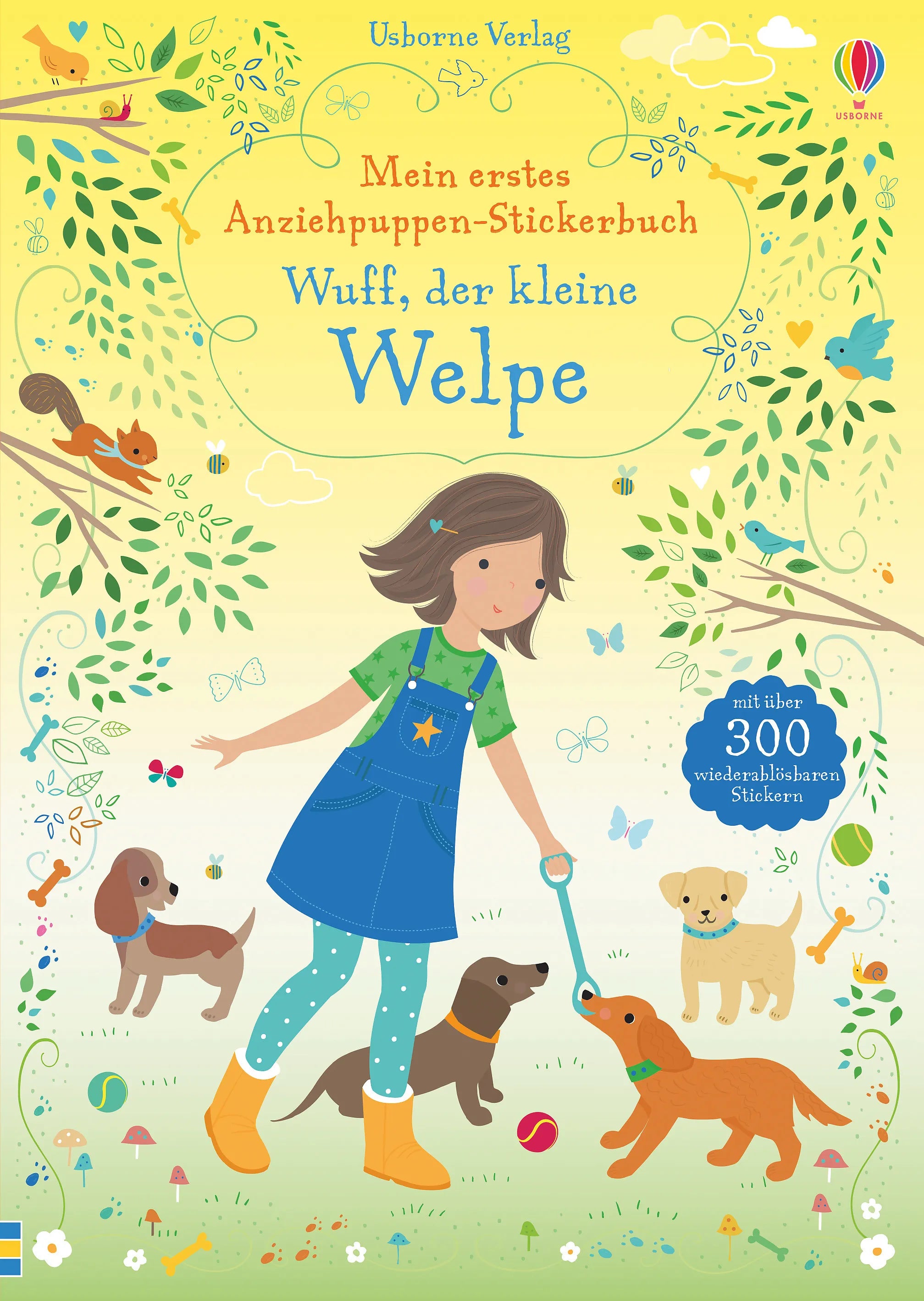 Buchcover von 'Mein erstes Anziehpuppen-Stickerbuch: Wuff, der kleine Welpe' - Taschenbuch von Fiona Watt