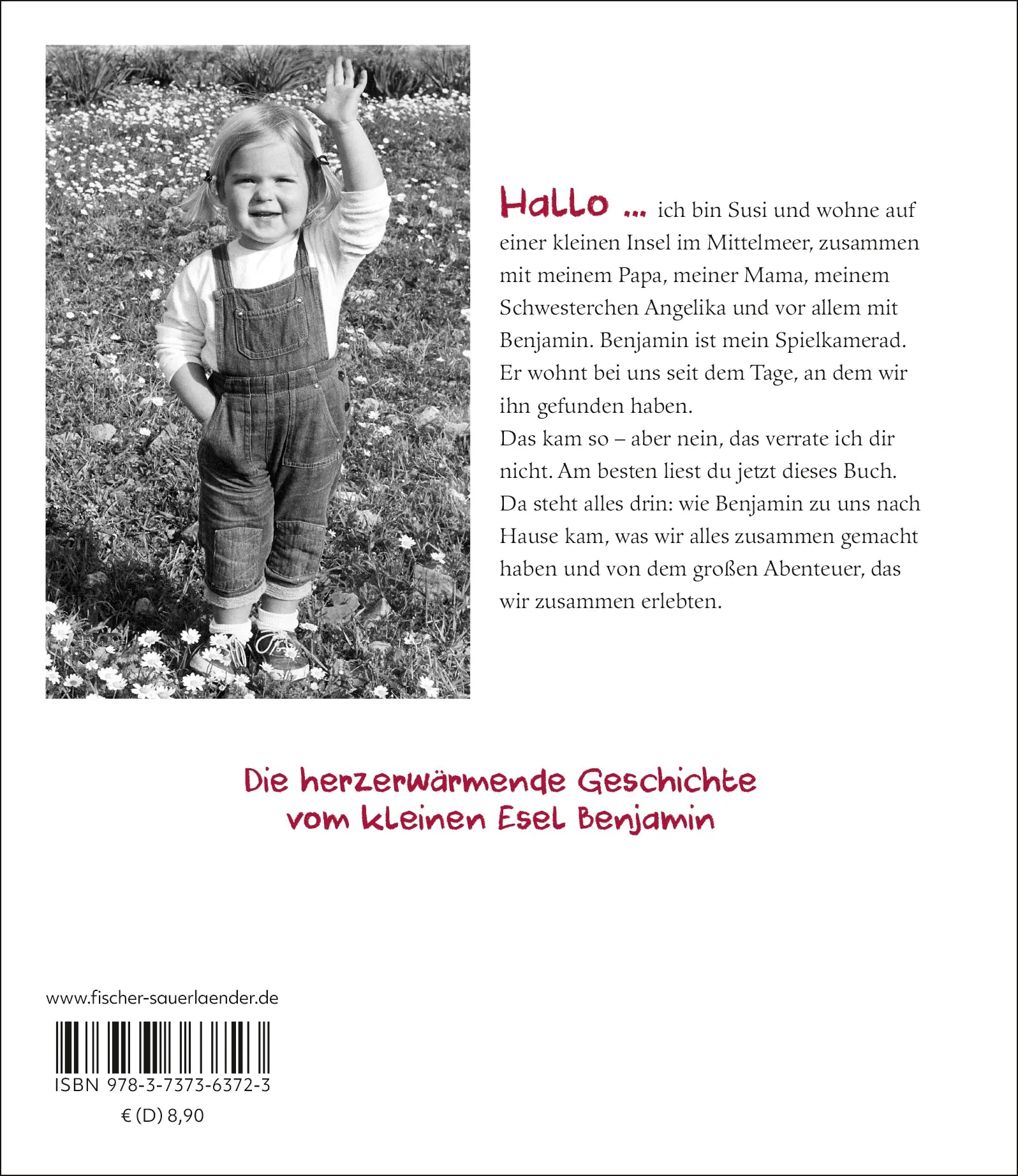 Buchrückseite von 'Mein Esel Benjamin' mit Klappentext - Gebundene Ausgabe