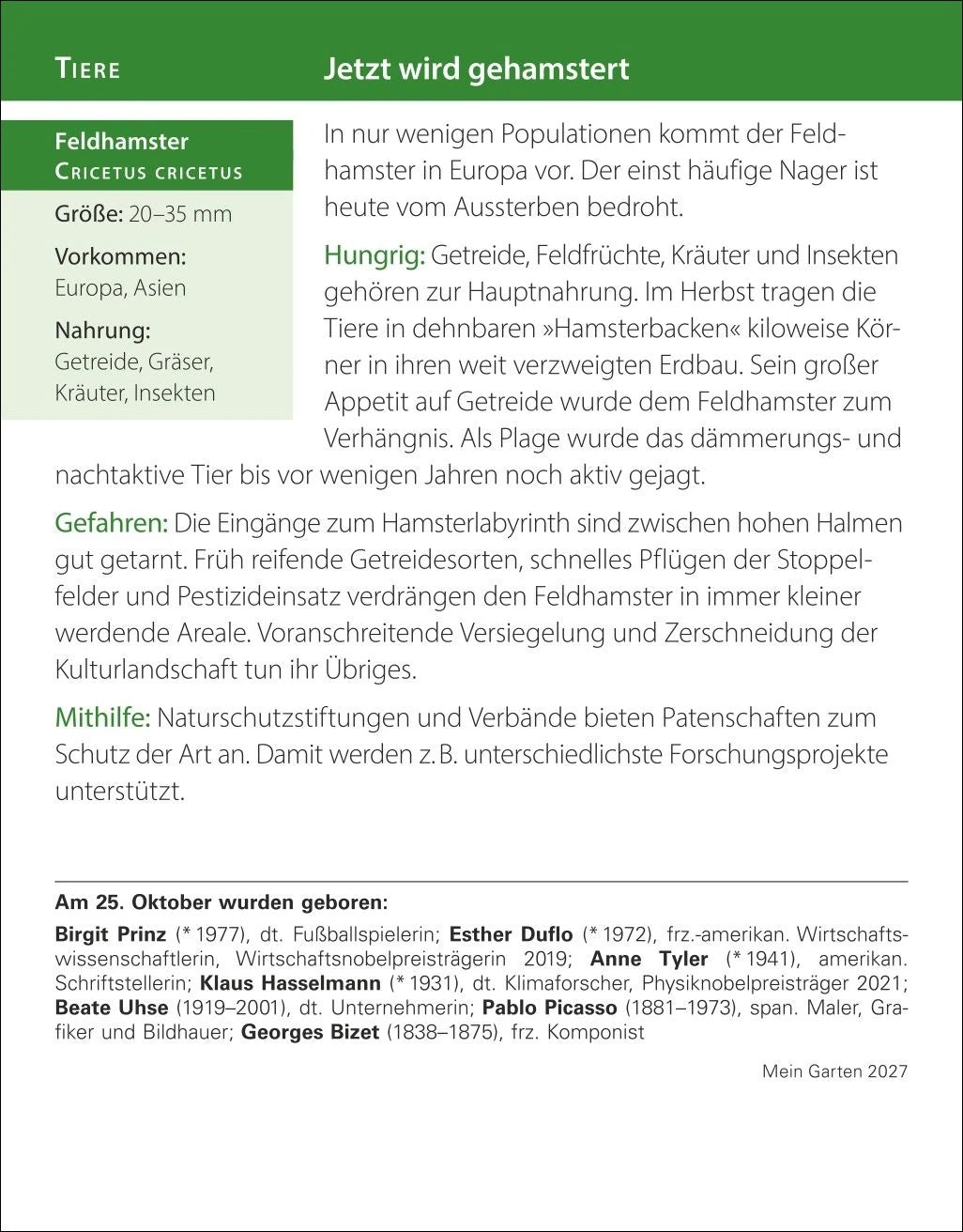 Mein Garten Tagesabreißkalender 2027 - Praktische Tipps für 2027 – Ansicht