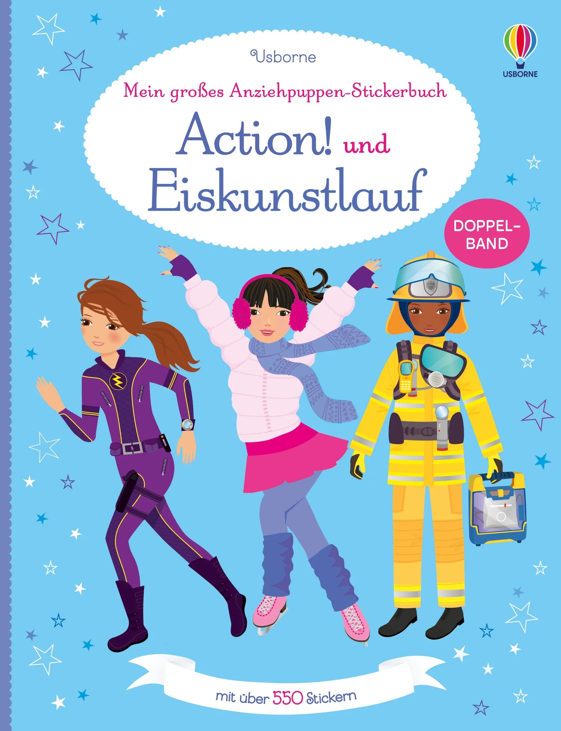 Buchcover von 'Mein großes Anziehpuppen-Stickerbuch: Action! und Eiskunstlauf' - Taschenbuch von Fiona Watt