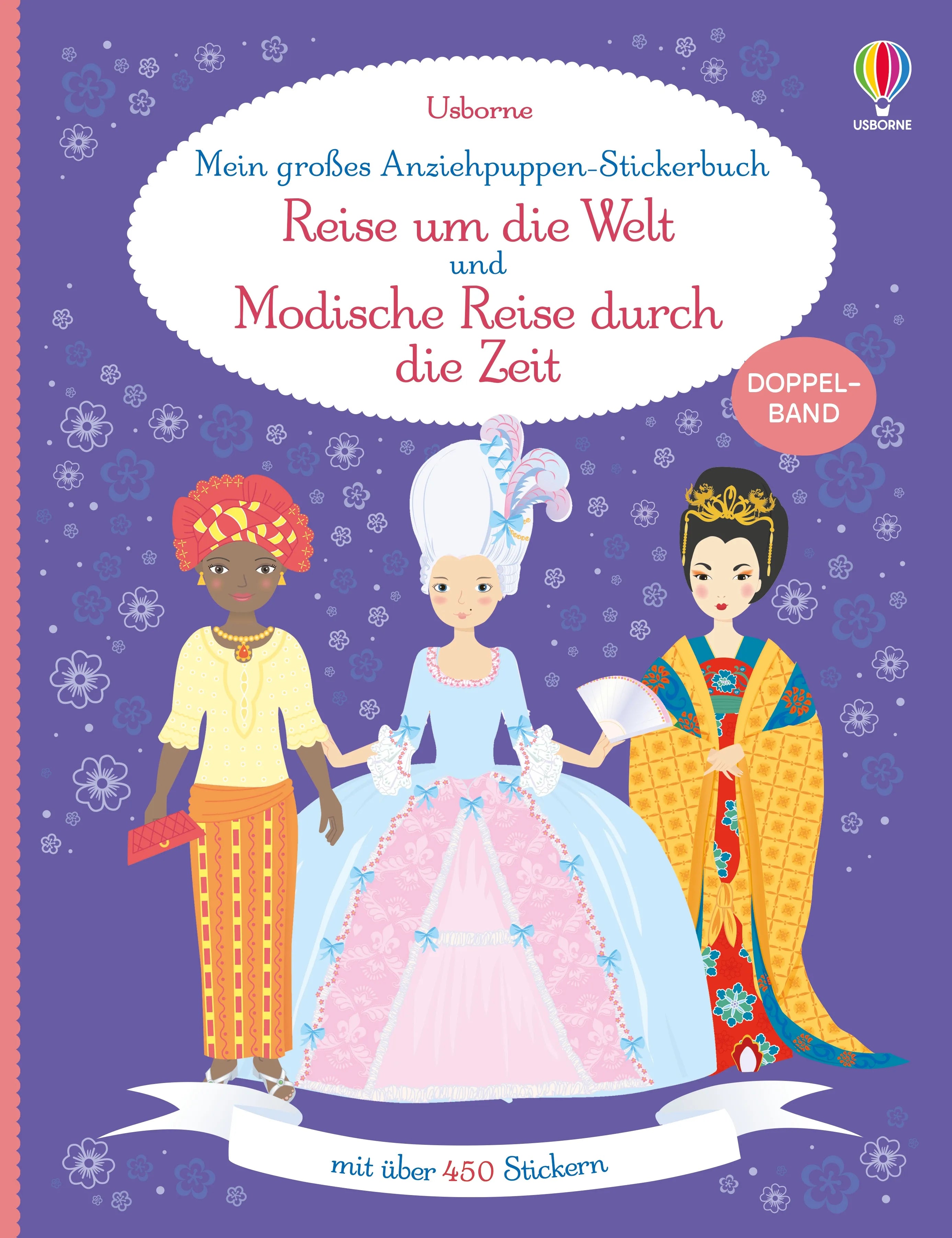 Buchcover von 'Mein großes Anziehpuppen-Stickerbuch: Reise um die Welt und Modische Reise durch die Zeit' - Taschenbuch von Emily Bone