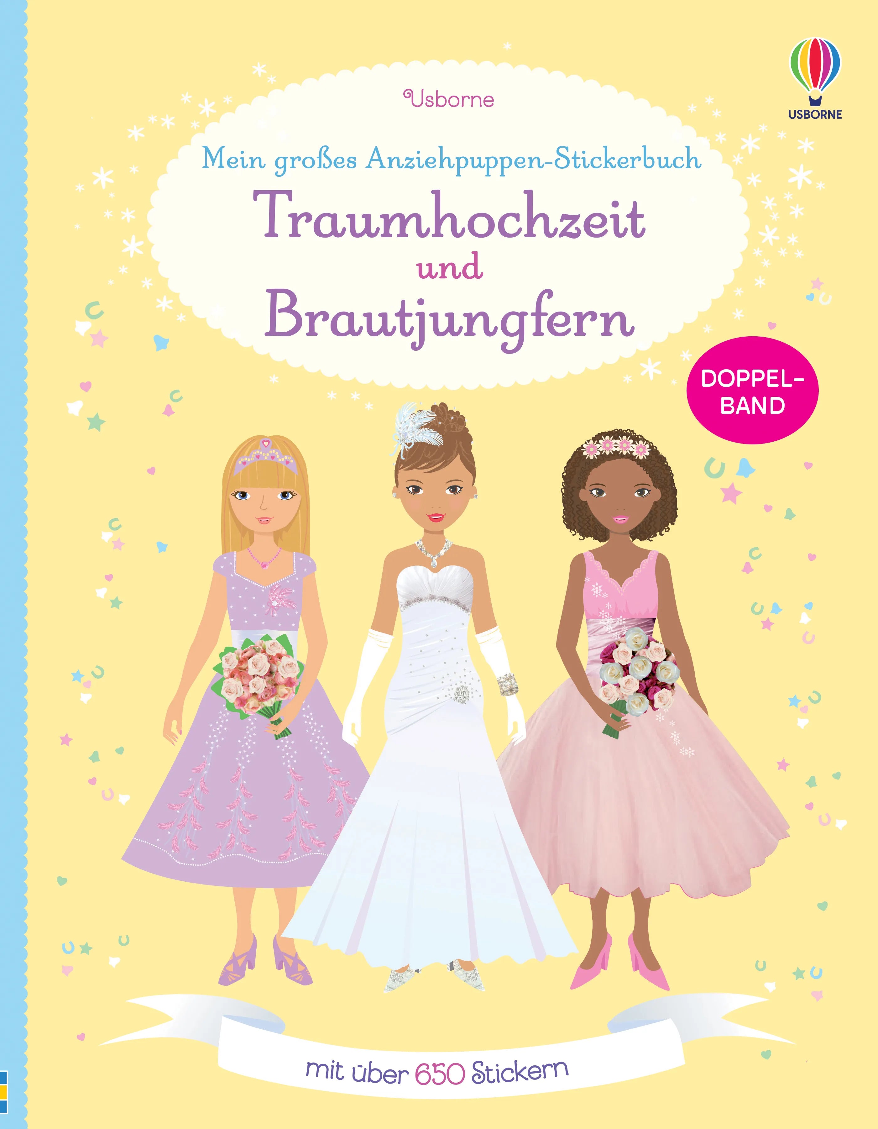 Buchcover von 'Mein großes Anziehpuppen-Stickerbuch: Traumhochzeit und Brautjungfern' - Taschenbuch von Fiona Watt