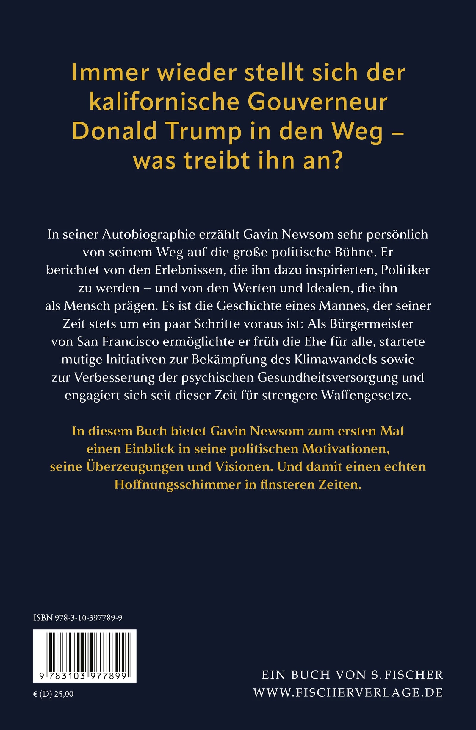 Buchrückseite von 'Mein Leben für die Demokratie' mit Klappentext - Gebundene Ausgabe