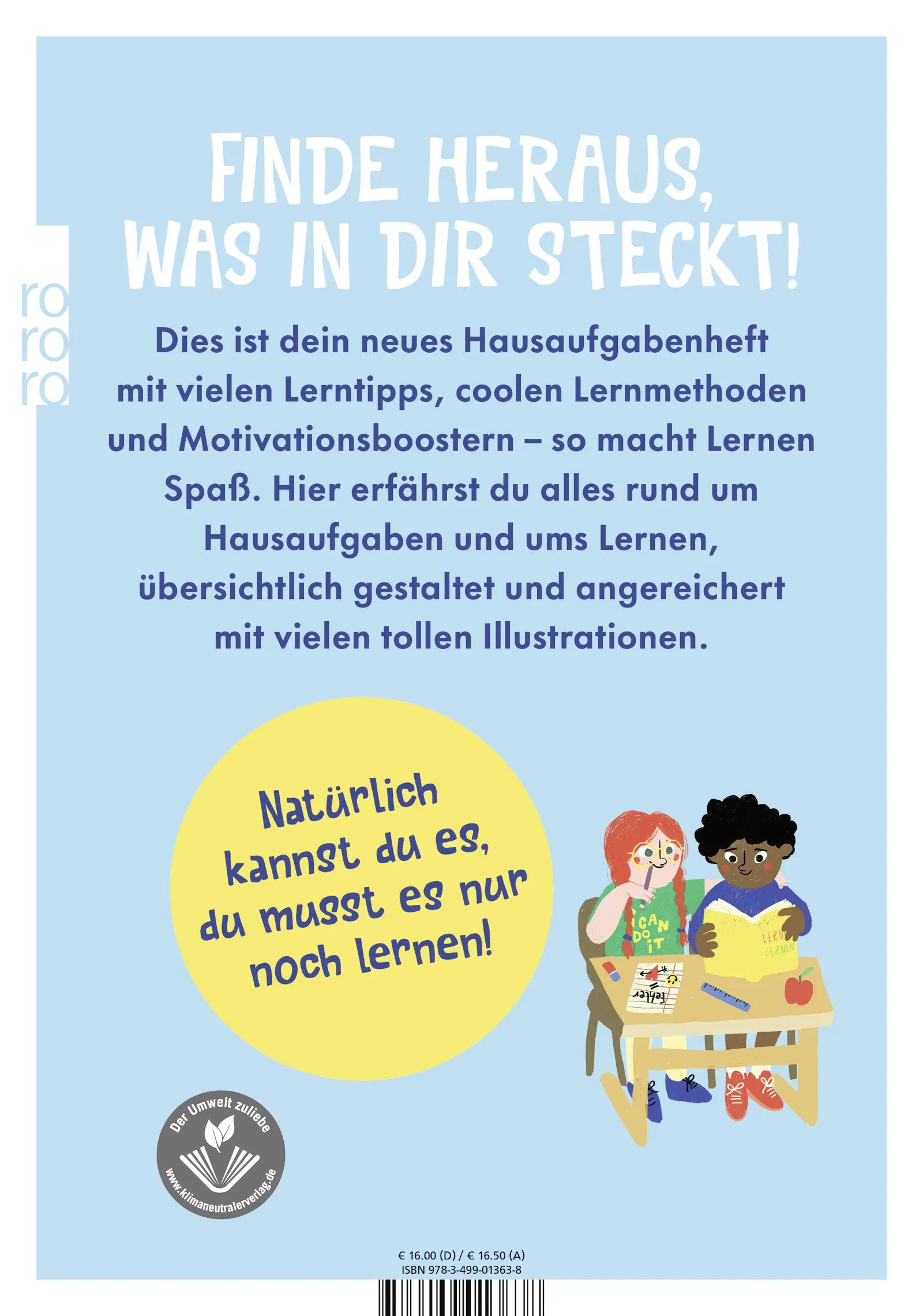 Buchrückseite von 'Mein Lerntagebuch' mit Klappentext - Taschenbuch