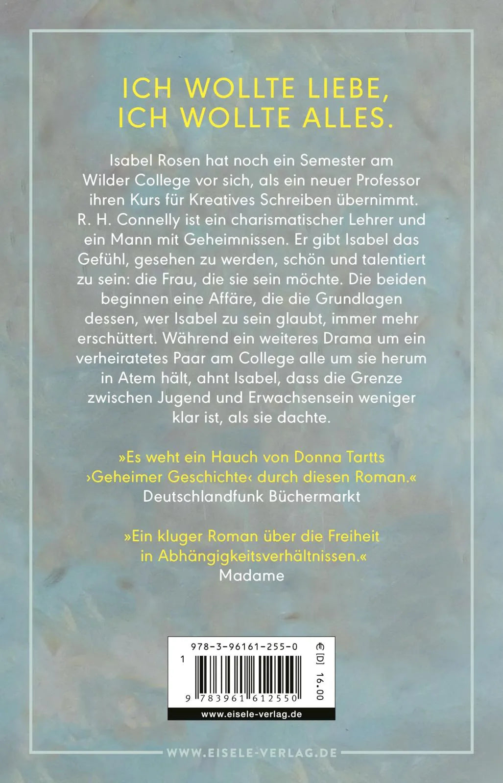 Buchrückseite von 'Mein letztes Jahr der Unschuld' mit Klappentext - Taschenbuch