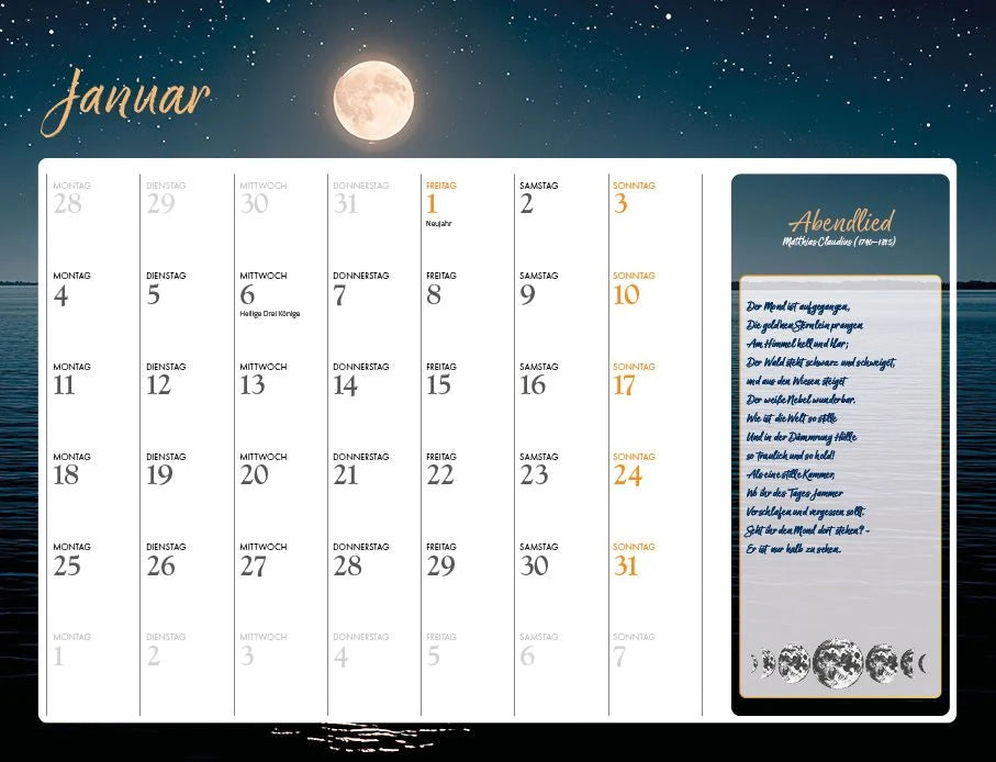 Mein lyrischer Mondkalender 2027 Eintragkalender – Ansicht