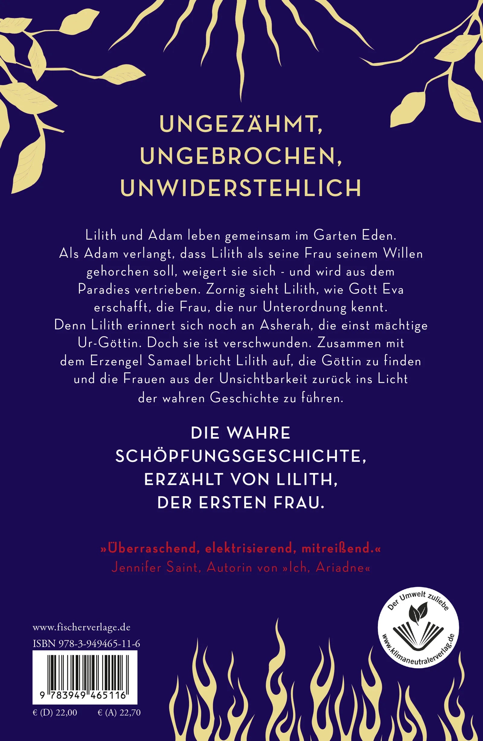 Buchrückseite von 'Mein Name ist Lilith' mit Klappentext - Gebundene Ausgabe