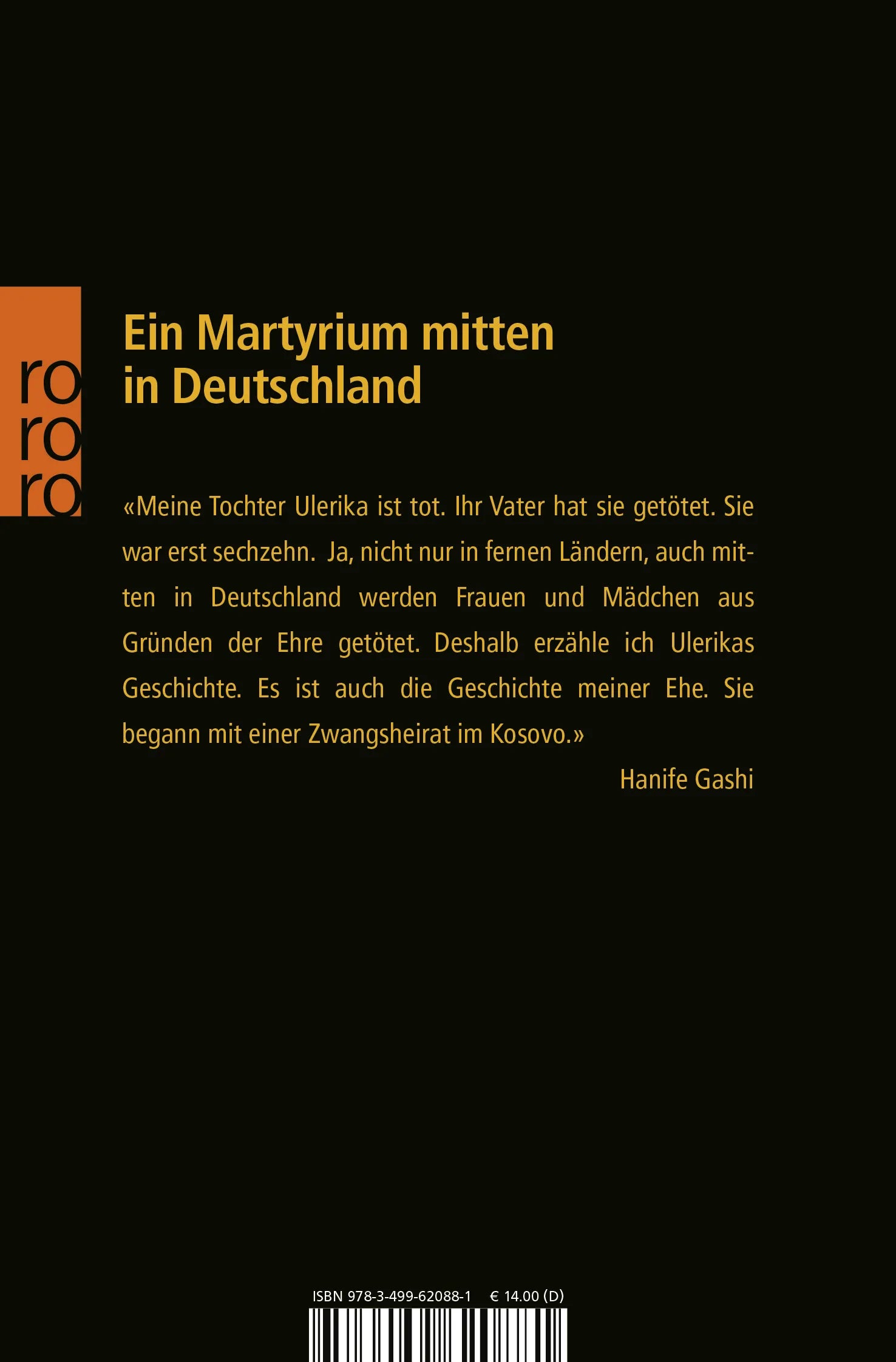 Buchrückseite von 'Mein Schmerz trägt deinen Namen' mit Klappentext - Taschenbuch