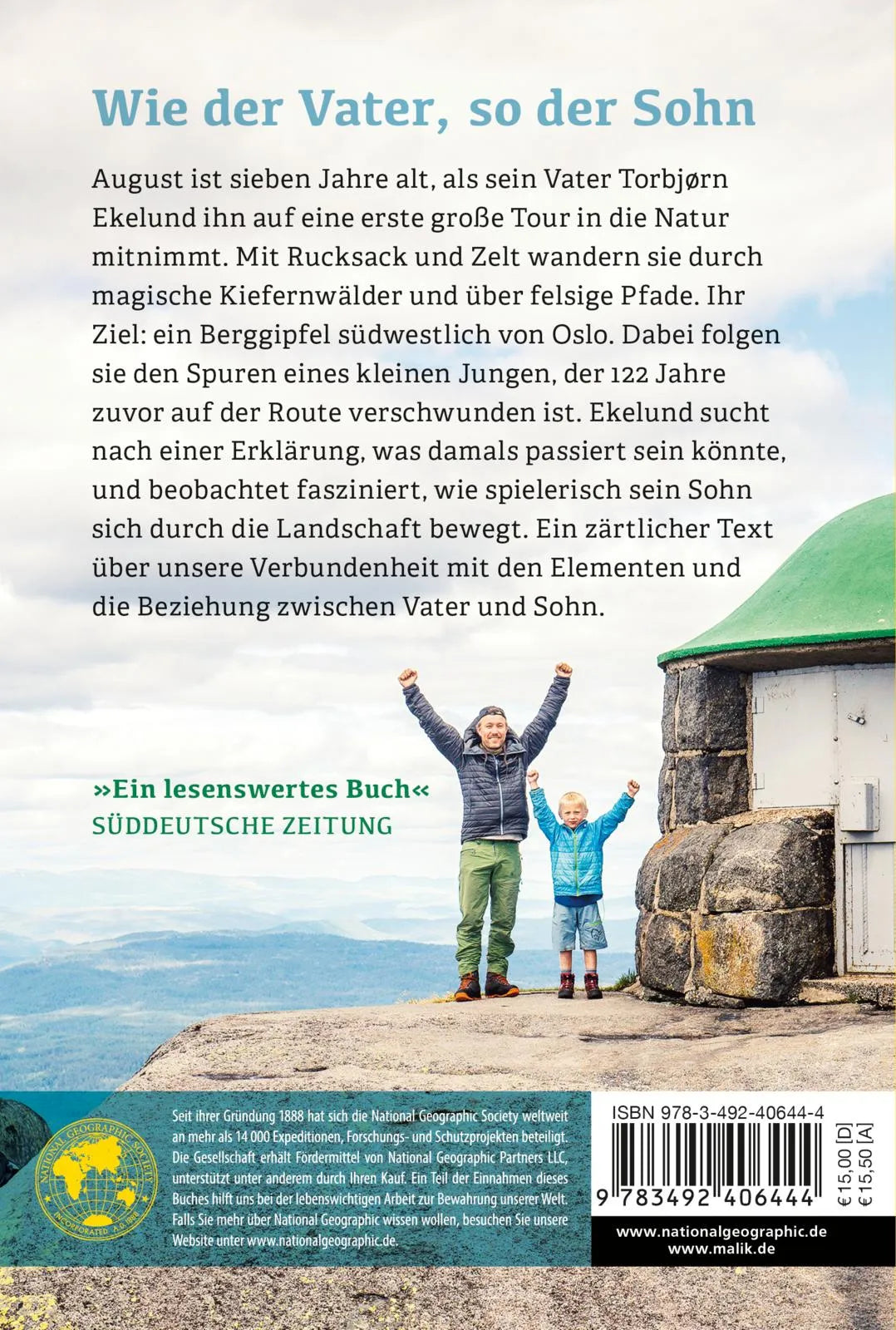 Buchrückseite von 'Mein Sohn und der Berg' mit Klappentext - Taschenbuch