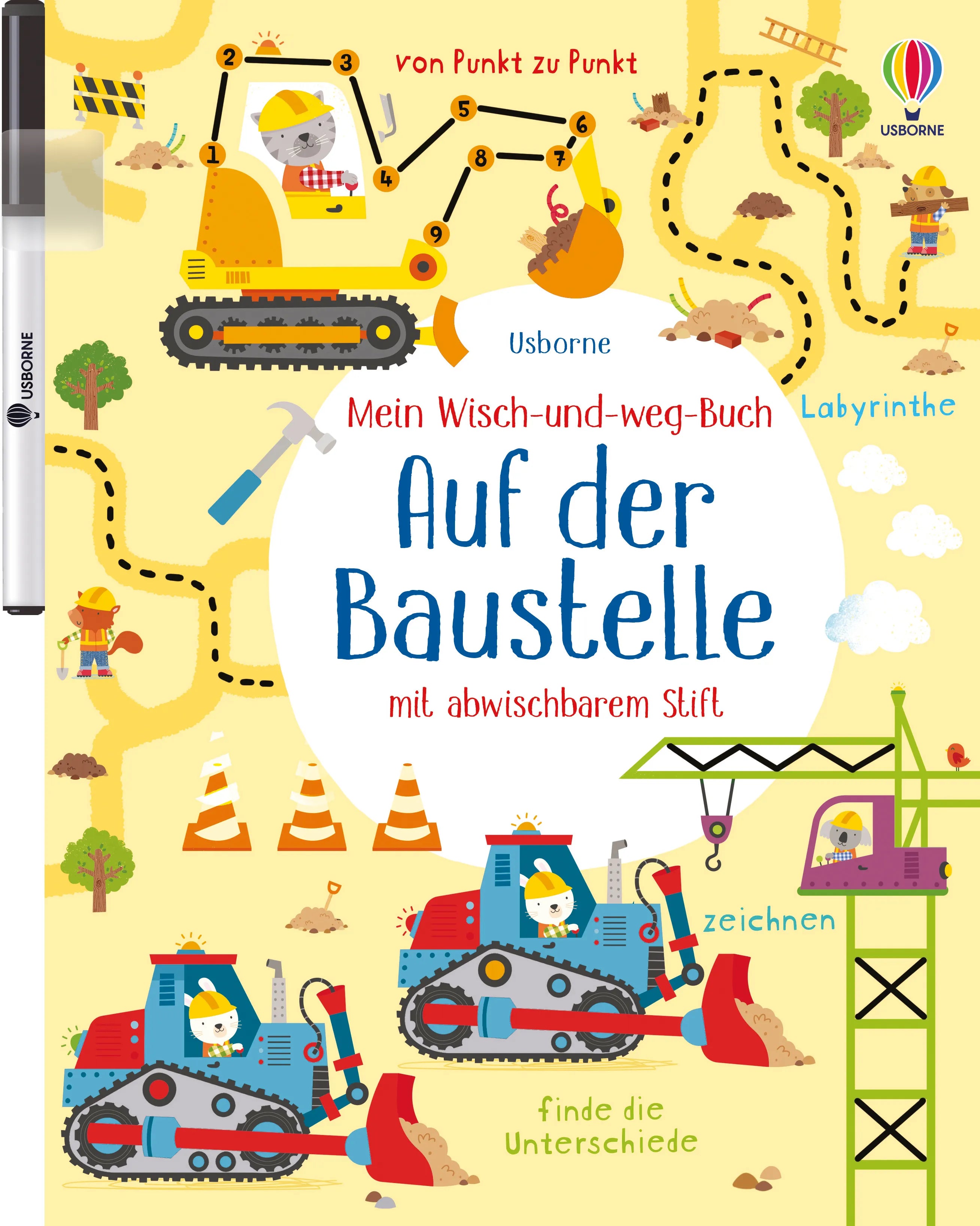 Buchcover von 'Mein Wisch-und-weg-Buch: Auf der Baustelle' - Taschenbuch von Kirsteen Robson