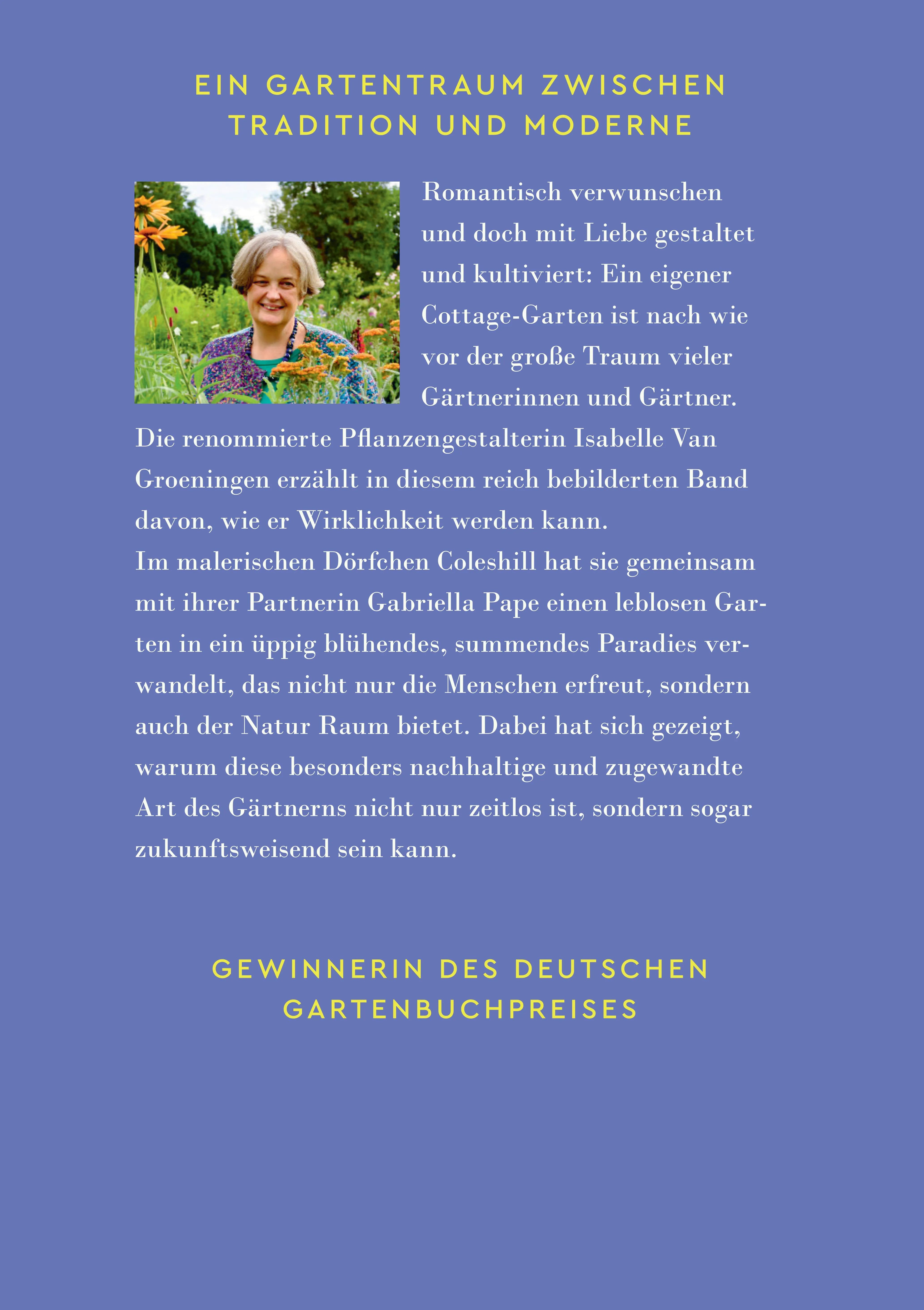Buchrückseite von 'Mein wunderbarer Cottage-Garten' mit Klappentext - Gebundene Ausgabe