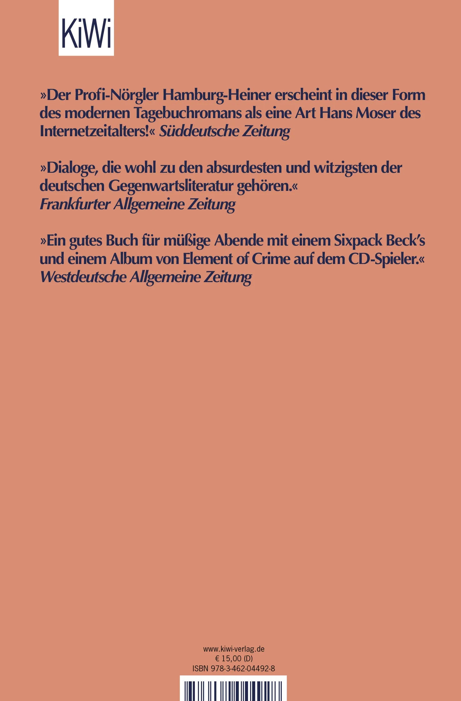 Buchrückseite von 'Meine Jahre mit Hamburg-Heiner' mit Klappentext - Taschenbuch
