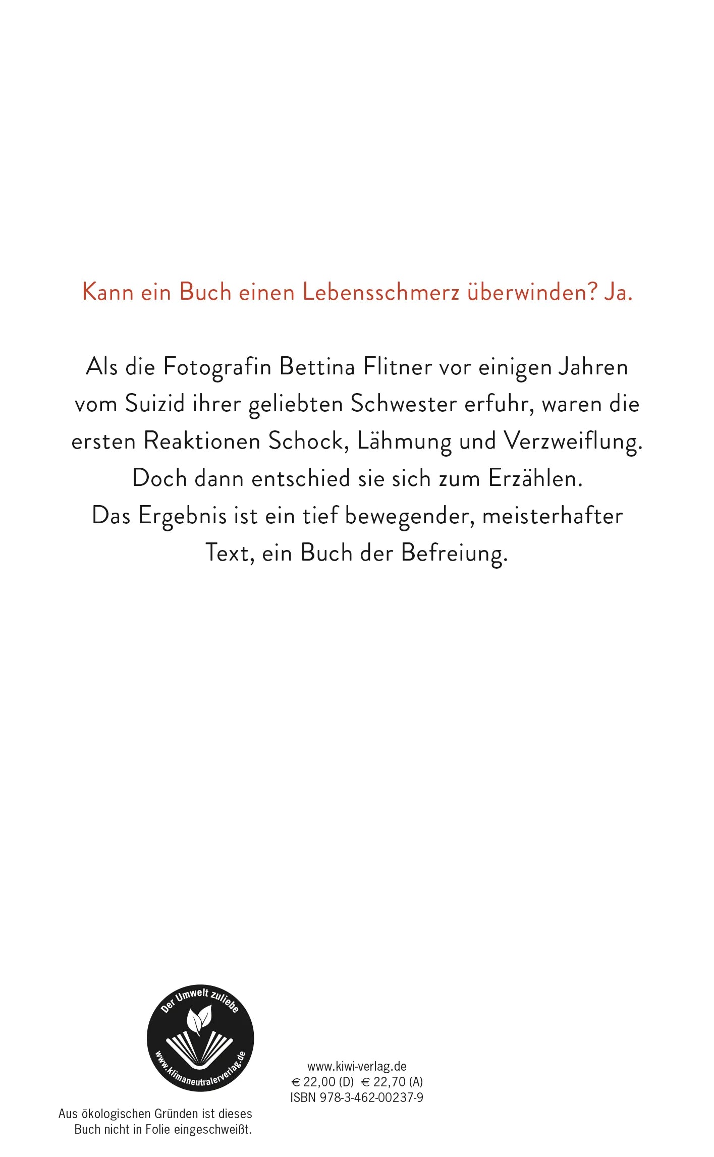 Buchrückseite von 'Meine Schwester' mit Klappentext - Gebundene Ausgabe