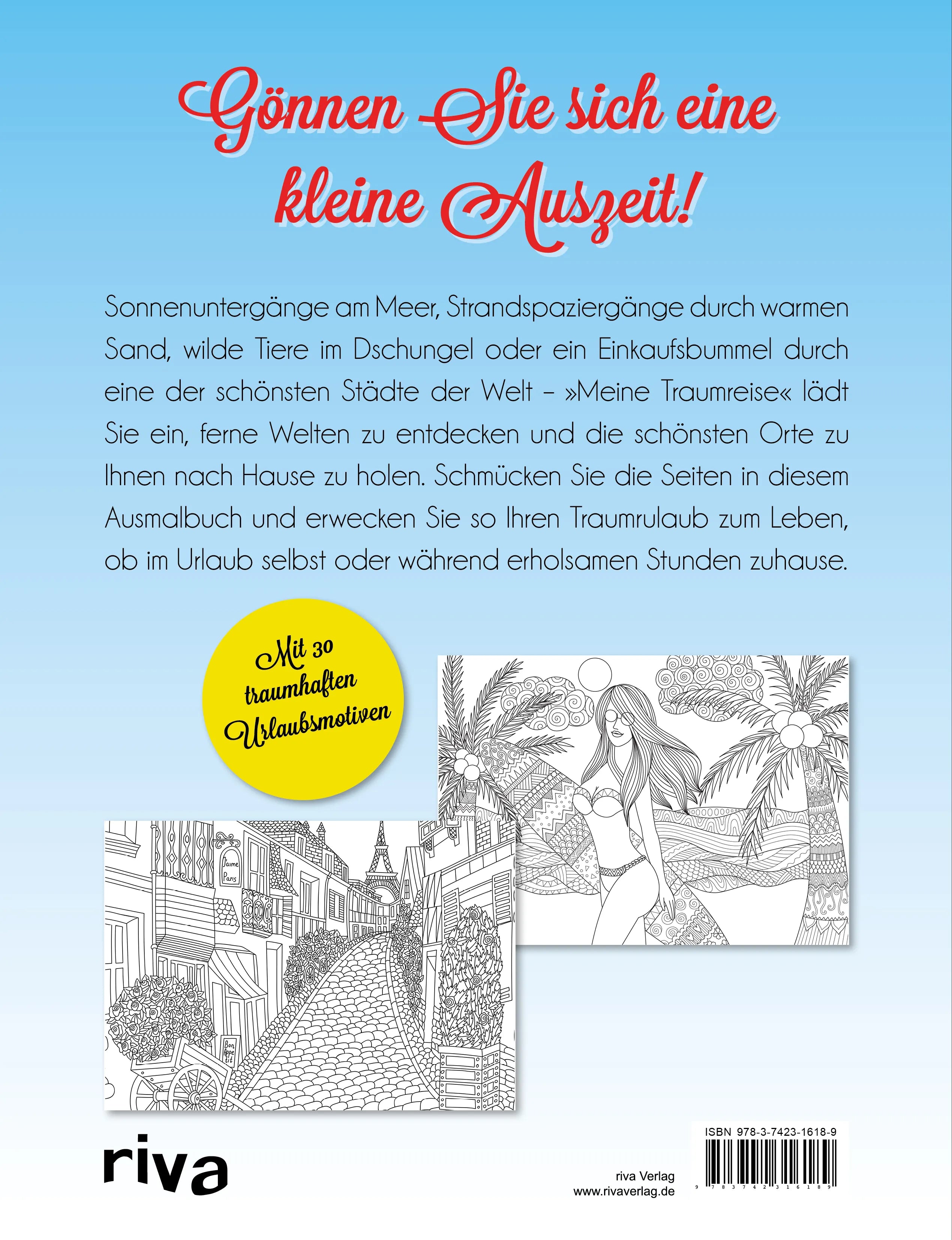 Buchrückseite von 'Meine Traumreise' mit Klappentext - Taschenbuch