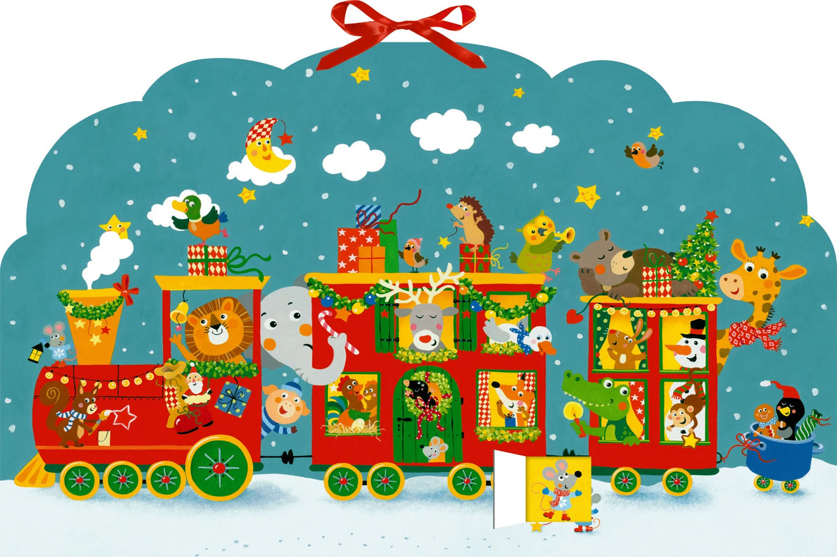 Adventskalender: Memo-Adventskalender – Bunte Weihnachtseisenbahn der Tiere
