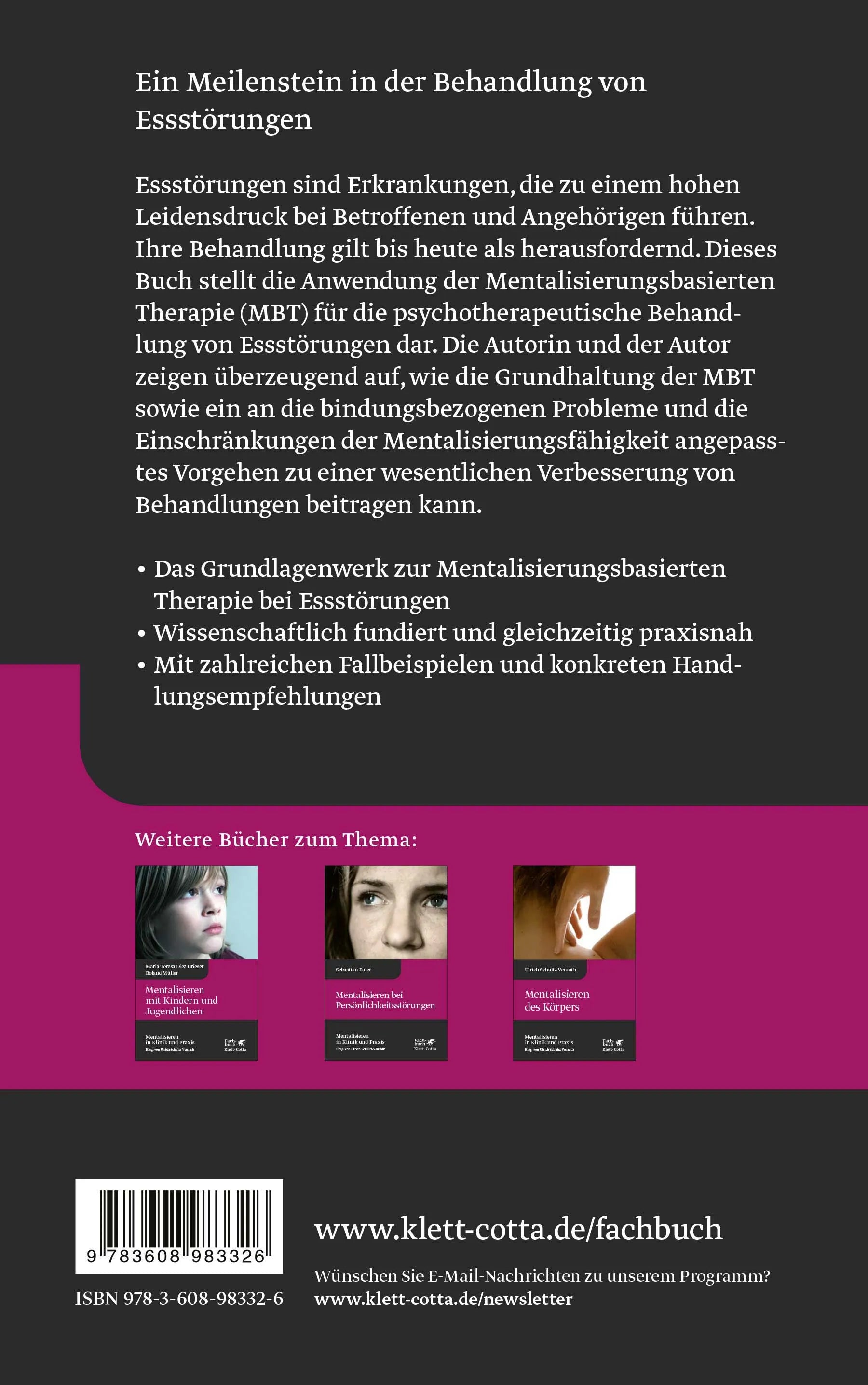 Buchrückseite von 'Mentalisieren bei Essstörungen' mit Klappentext - Gebundene Ausgabe