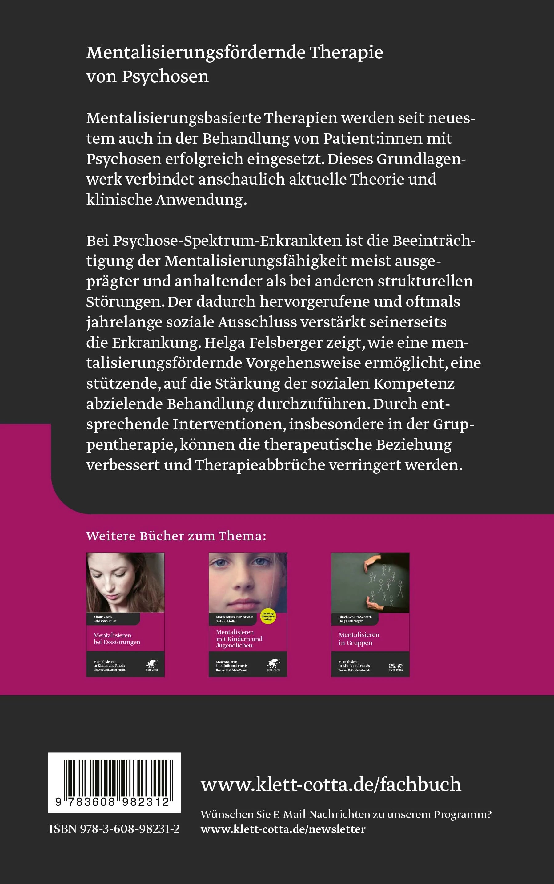 Buchrückseite von 'Mentalisieren bei Psychosen' mit Klappentext - Gebundene Ausgabe