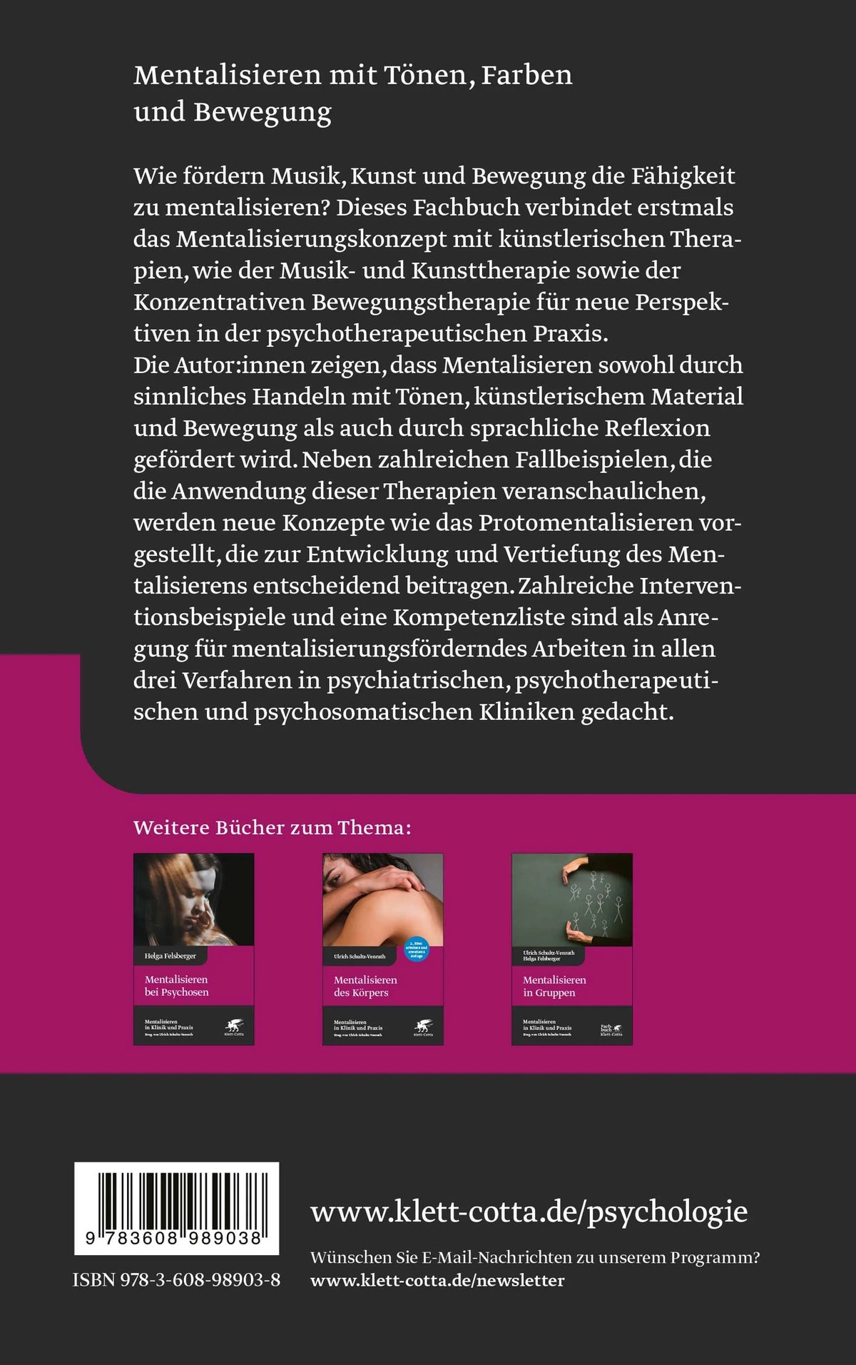 Rückseite: Mentalisieren in Musik-, Bewegungs- und Kunsttherapie (Hardcover)