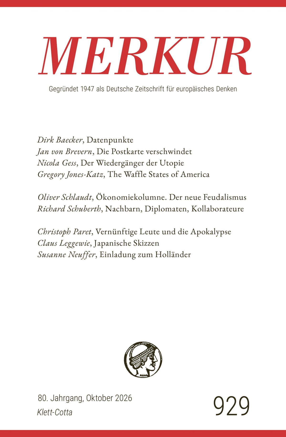 Cover: MERKUR 10/2026, Jg.80 (E-Book) von Ekkehard Knörer