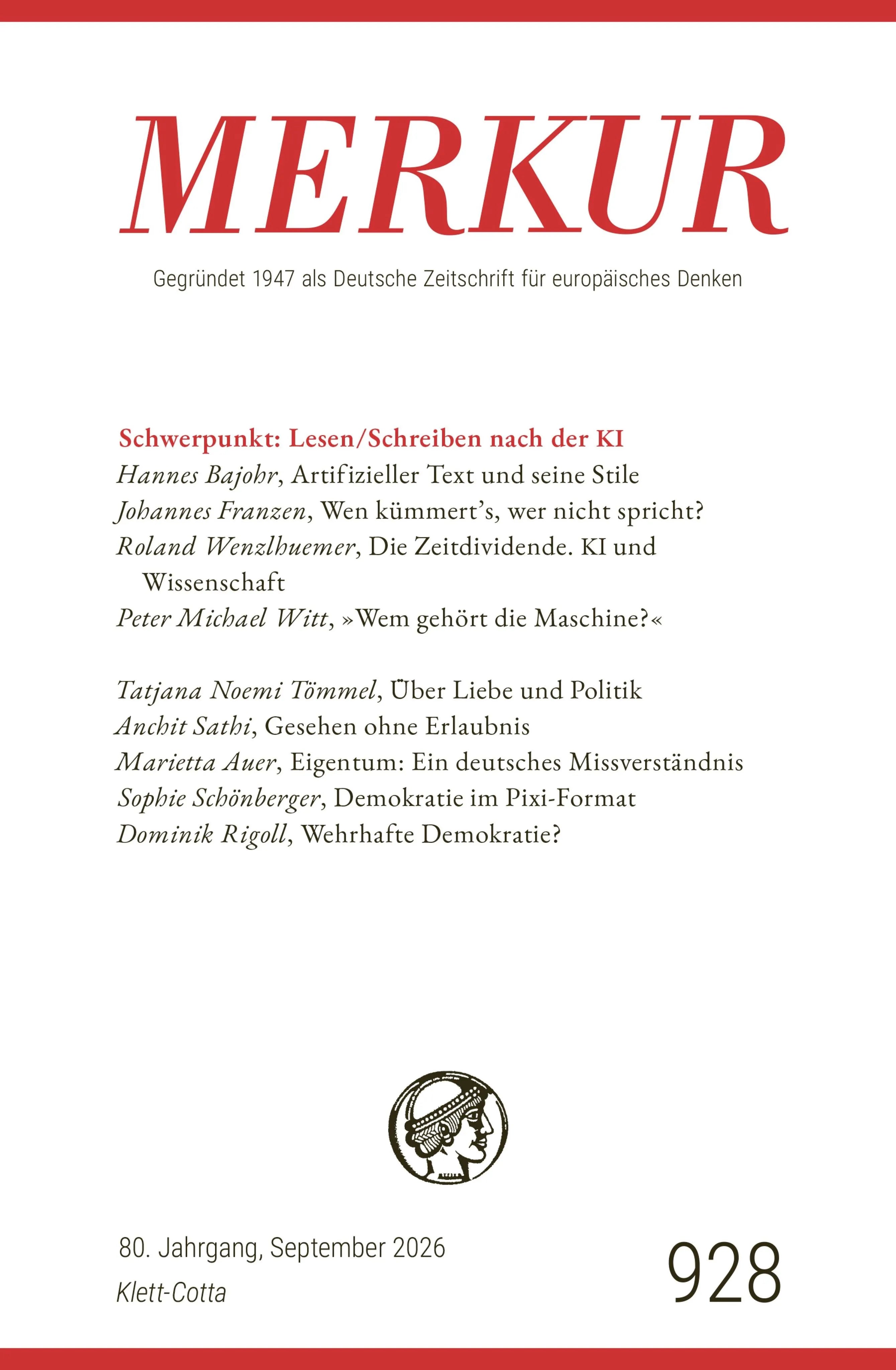 Cover: MERKUR 9/2026, Jg.80 (E-Book) von Ekkehard Knörer
