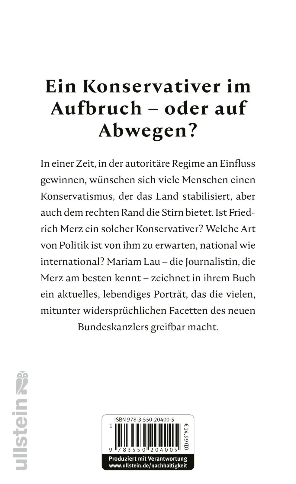 Buchrückseite von 'Merz' mit Klappentext - Gebundene Ausgabe