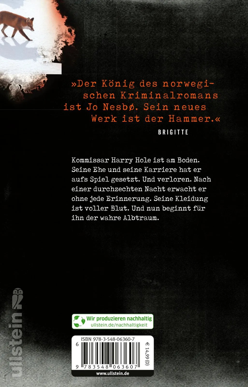 Buchrückseite von 'Messer' mit Klappentext - Taschenbuch