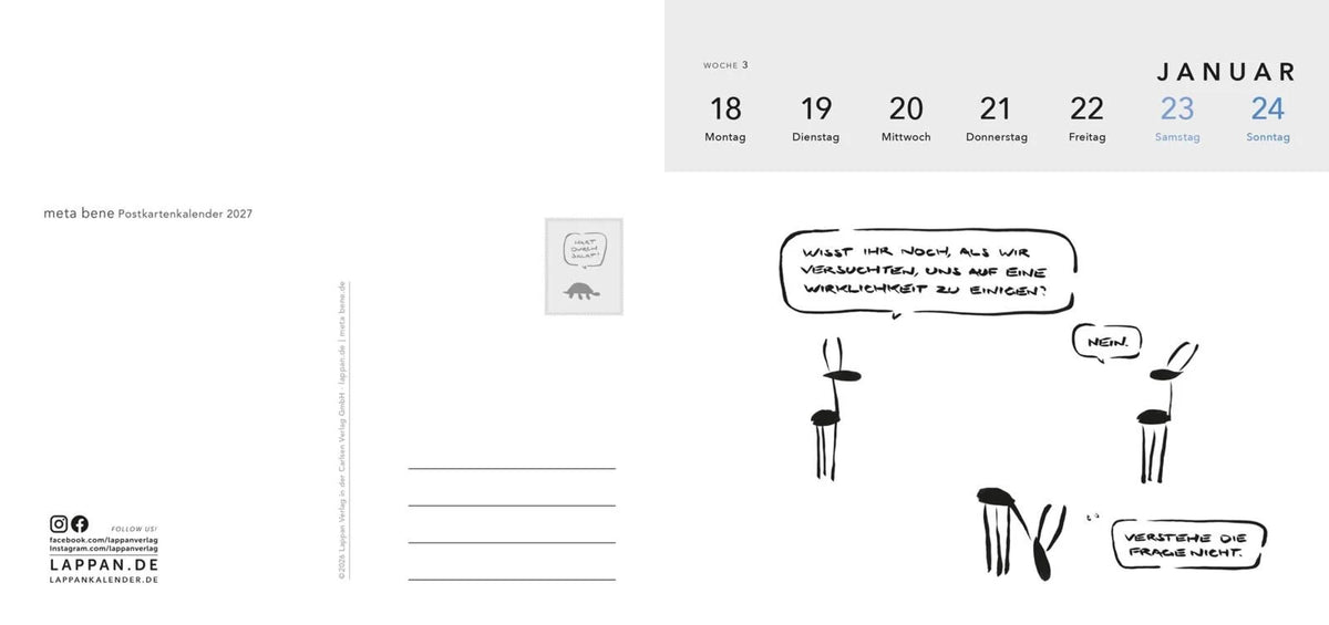 meta bene Postkartenkalender 2027 – Ansicht