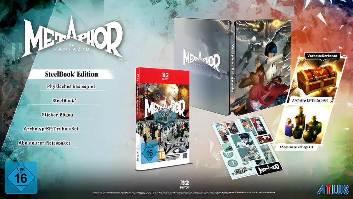 Cover: Metaphor: ReFantazio - Steelbook Edition für Nintendo Switch 2. Publisher: Atlus