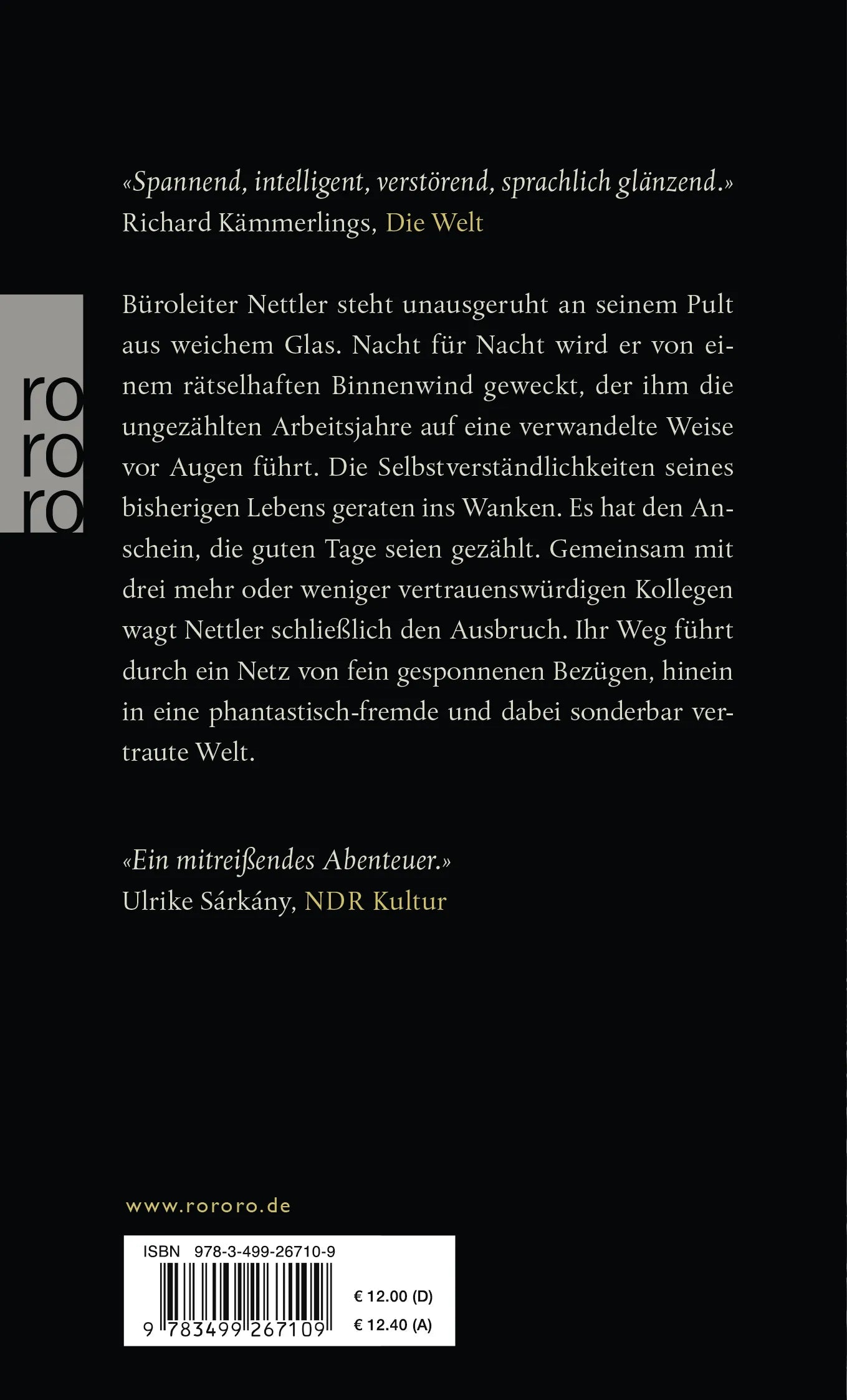 Buchrückseite von 'Miakro' mit Klappentext - Taschenbuch