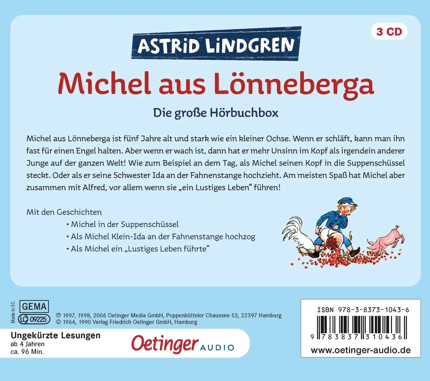 Buchrückseite von 'Michel aus Lönneberga. Die große Hörbuchbox. Hörbuchklassiker' mit Klappentext - Hörbuch (CD)