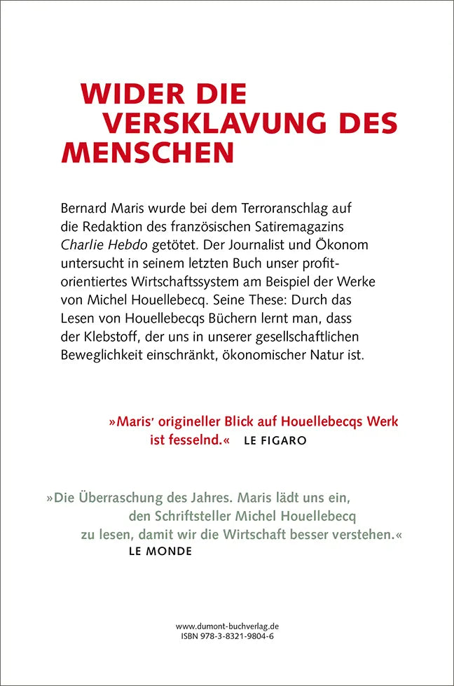 Buchrückseite von 'Michel Houellebecq, Ökonom' mit Klappentext - Gebundene Ausgabe