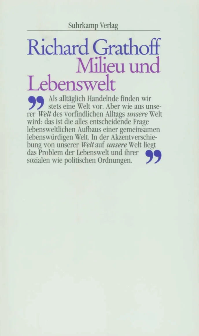Buchcover von 'Milieu und Lebenswelt' - Taschenbuch von Richard Grathoff