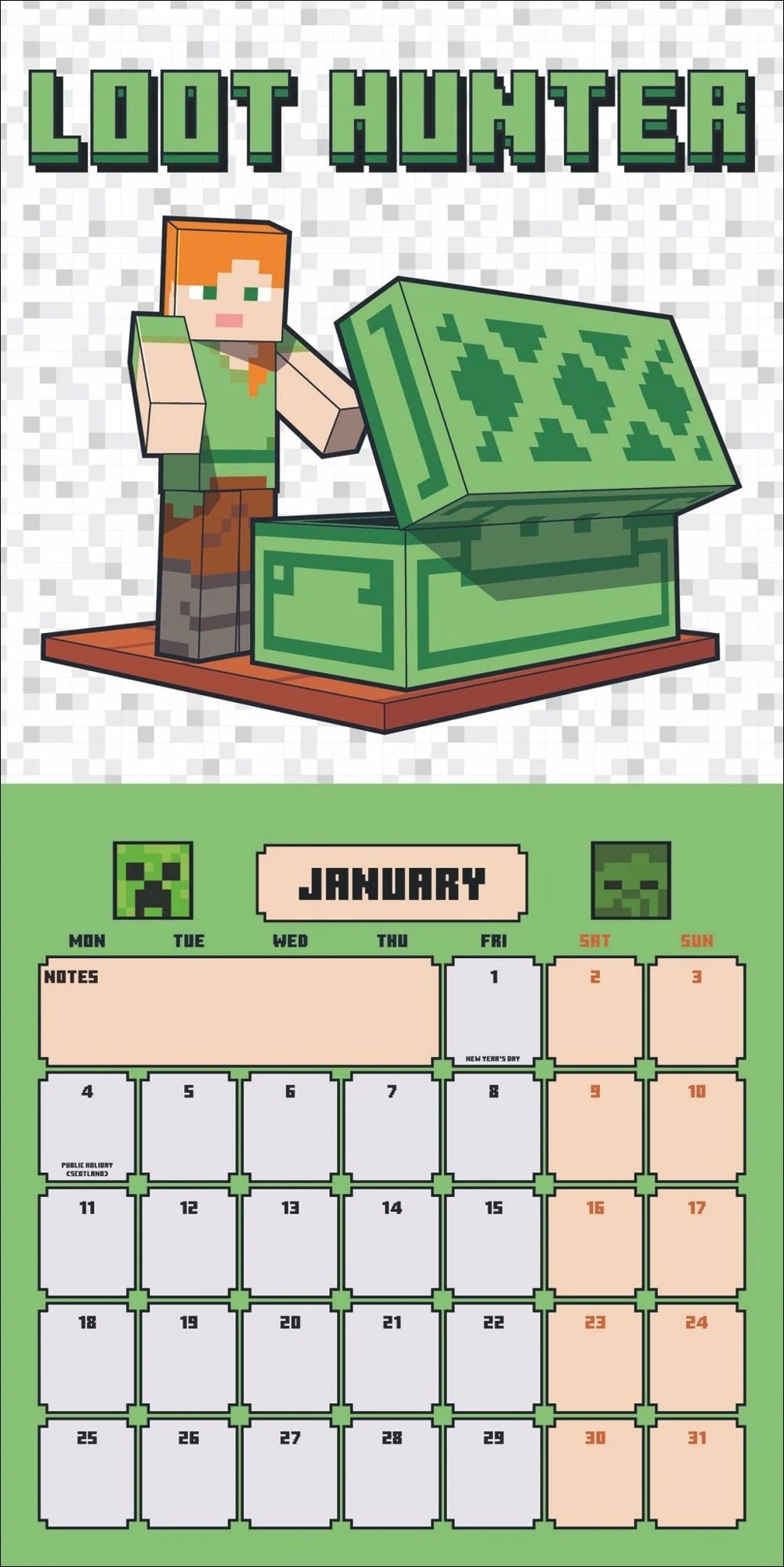 Minecraft Broschurkalender 2027 – Ansicht