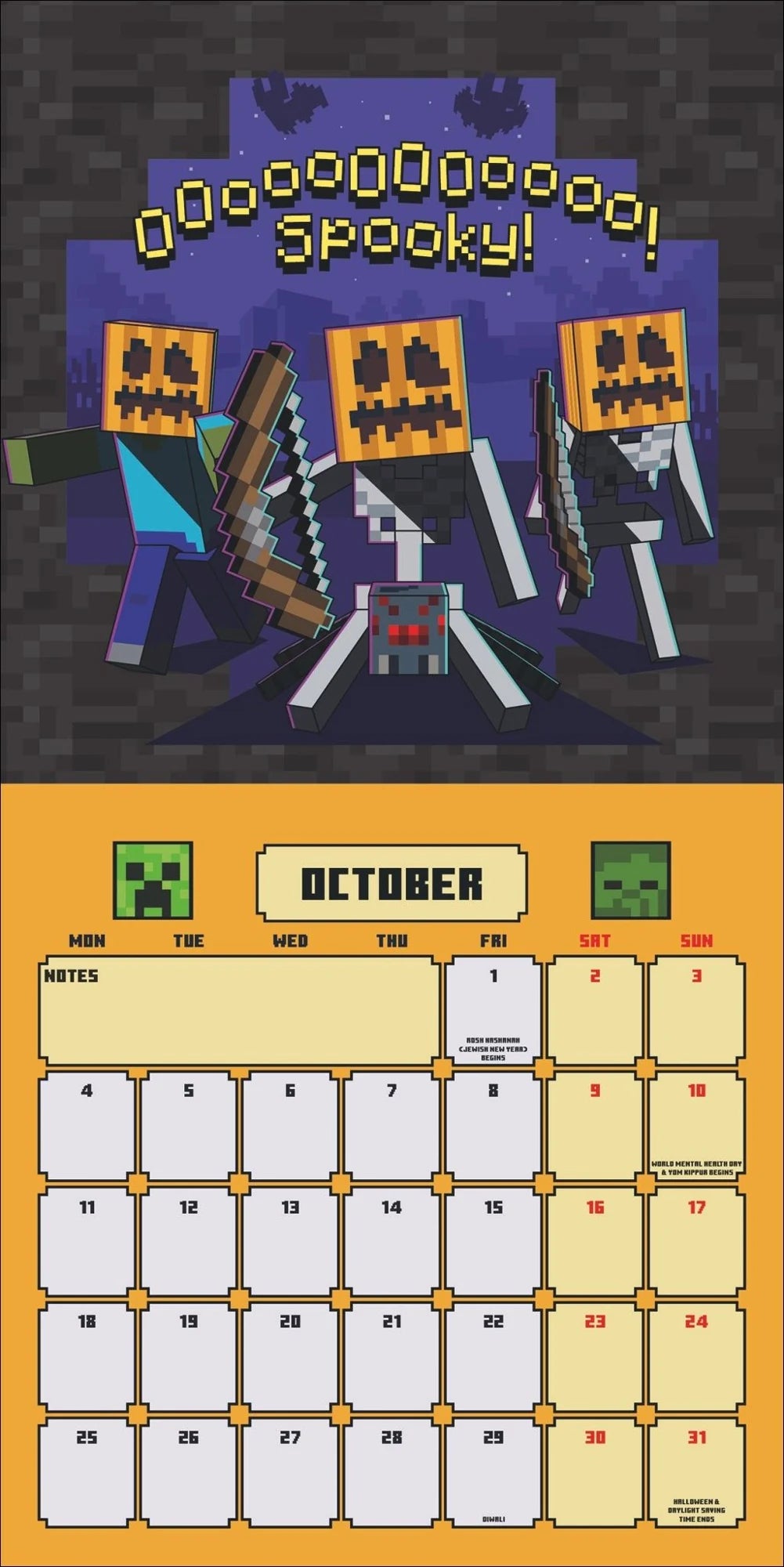 Minecraft Broschurkalender 2027 – Ansicht