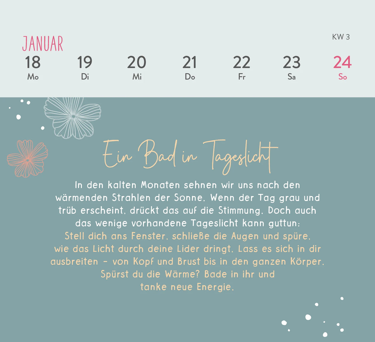 Mini-Wochenkalender 2027: Einatmen. Ausatmen. Sein. – Ansicht