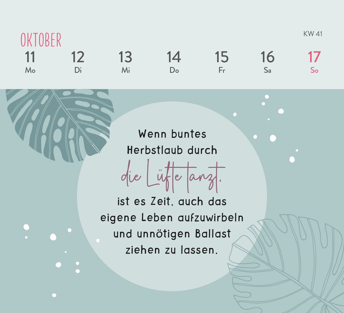 Mini-Wochenkalender 2027: Einatmen. Ausatmen. Sein. – Ansicht