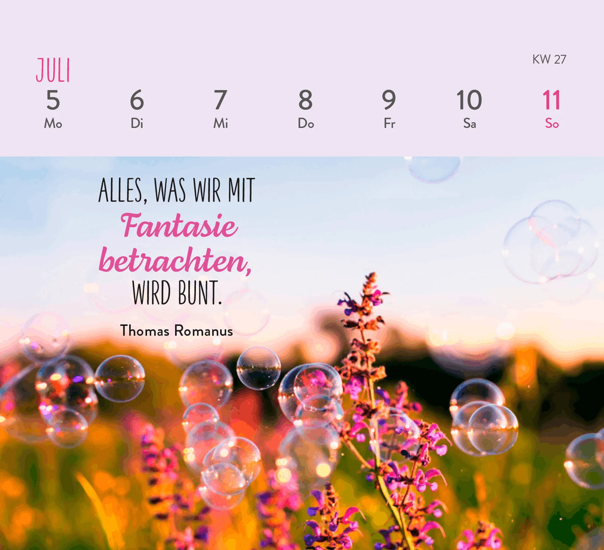 Mini-Wochenkalender 2027: Herzenswünsche für dich – Ansicht